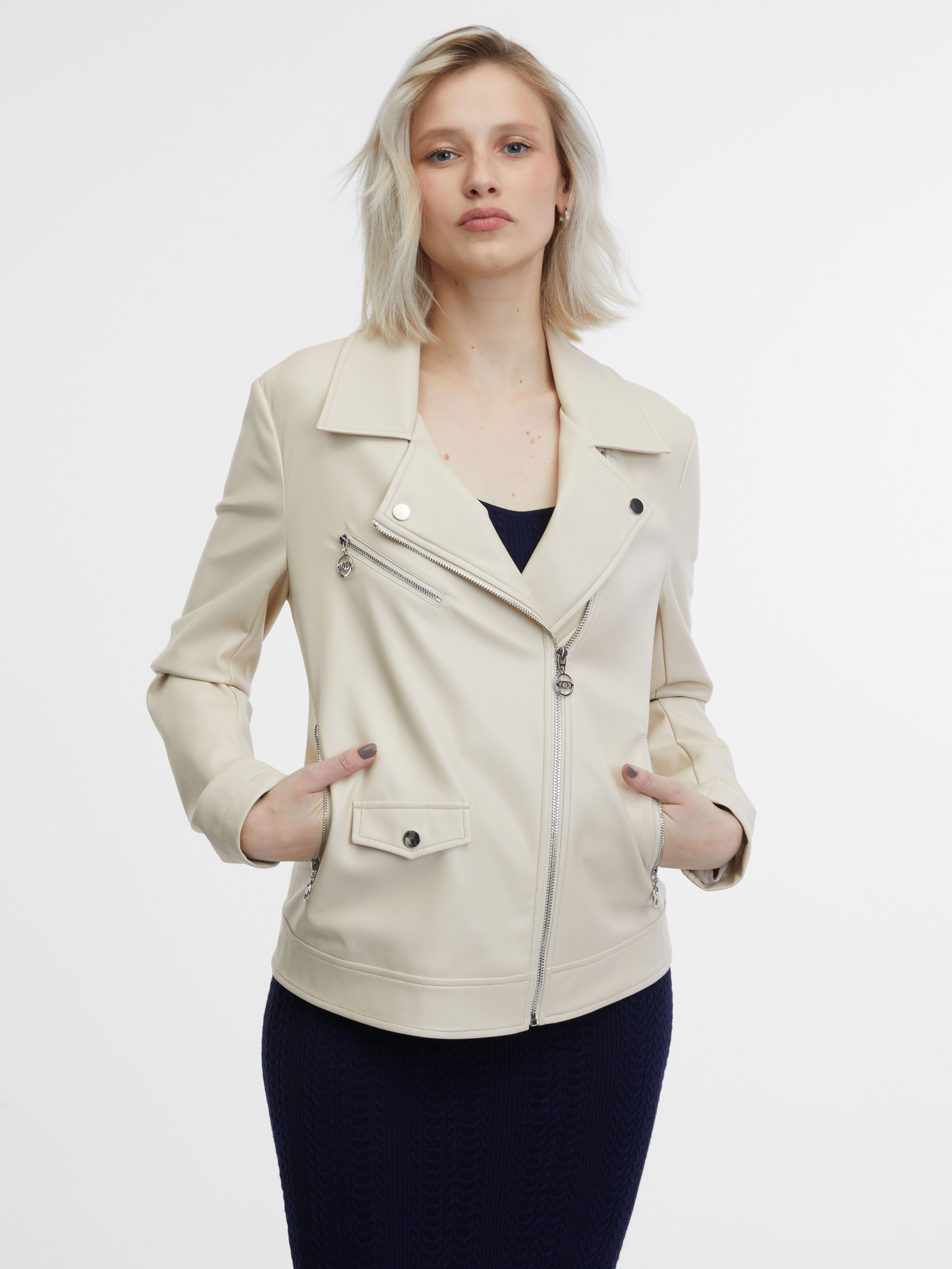 Beige Damen Lederjacke ORSAY