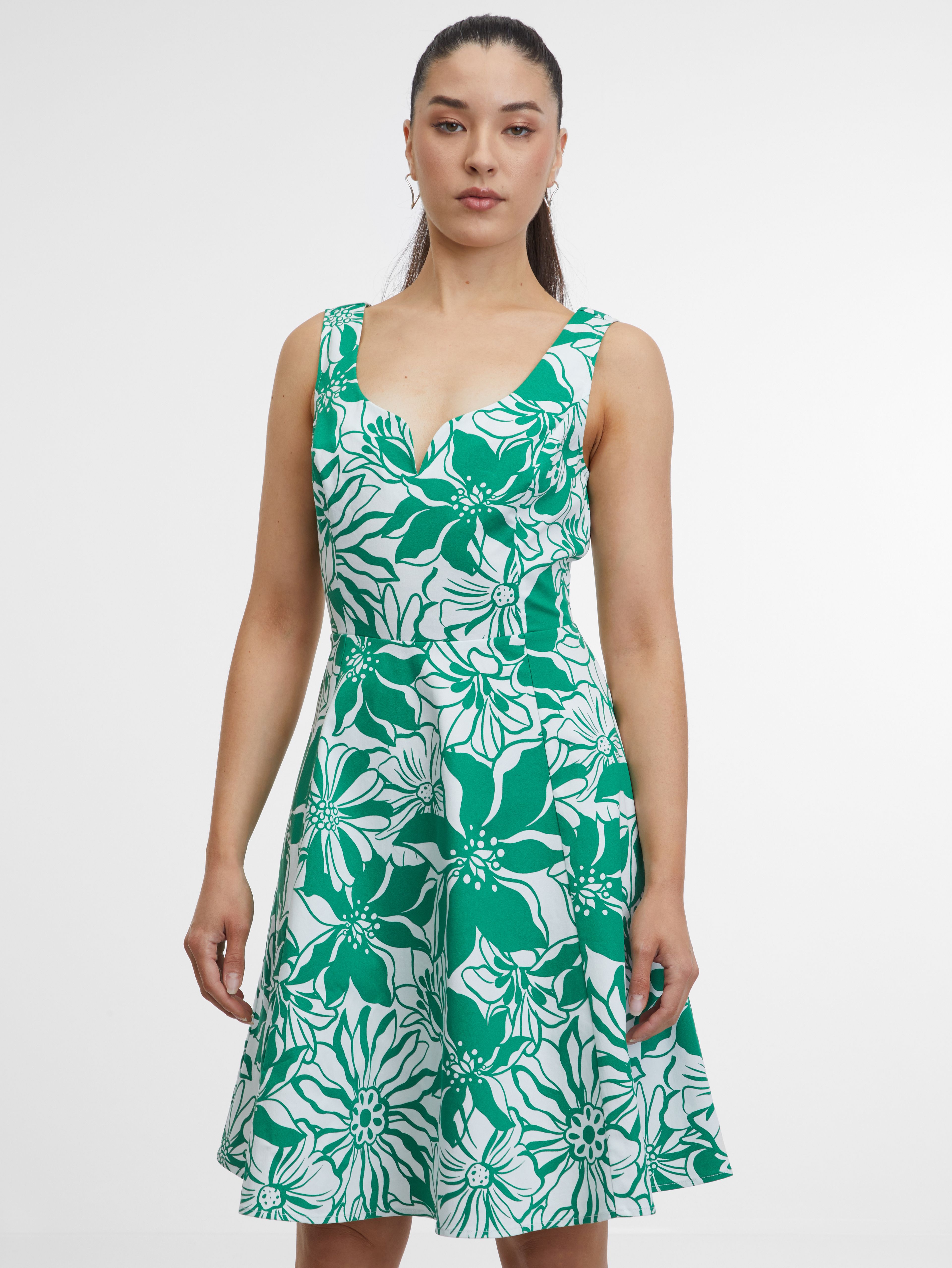 Zielona damska wzorzysta sukienka ORSAY