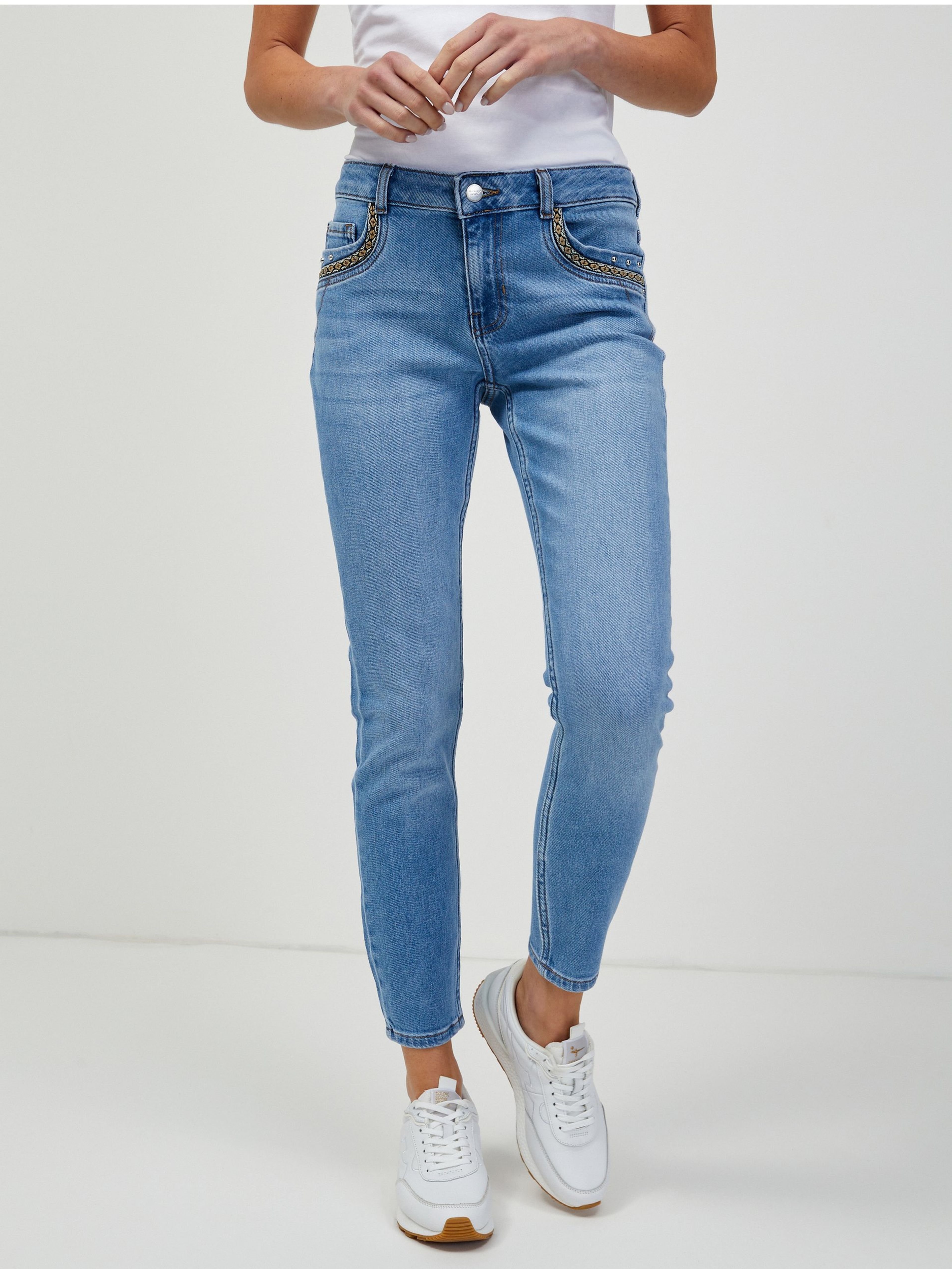 Jasnoniebieskie skinny fit jeansy ORSAY