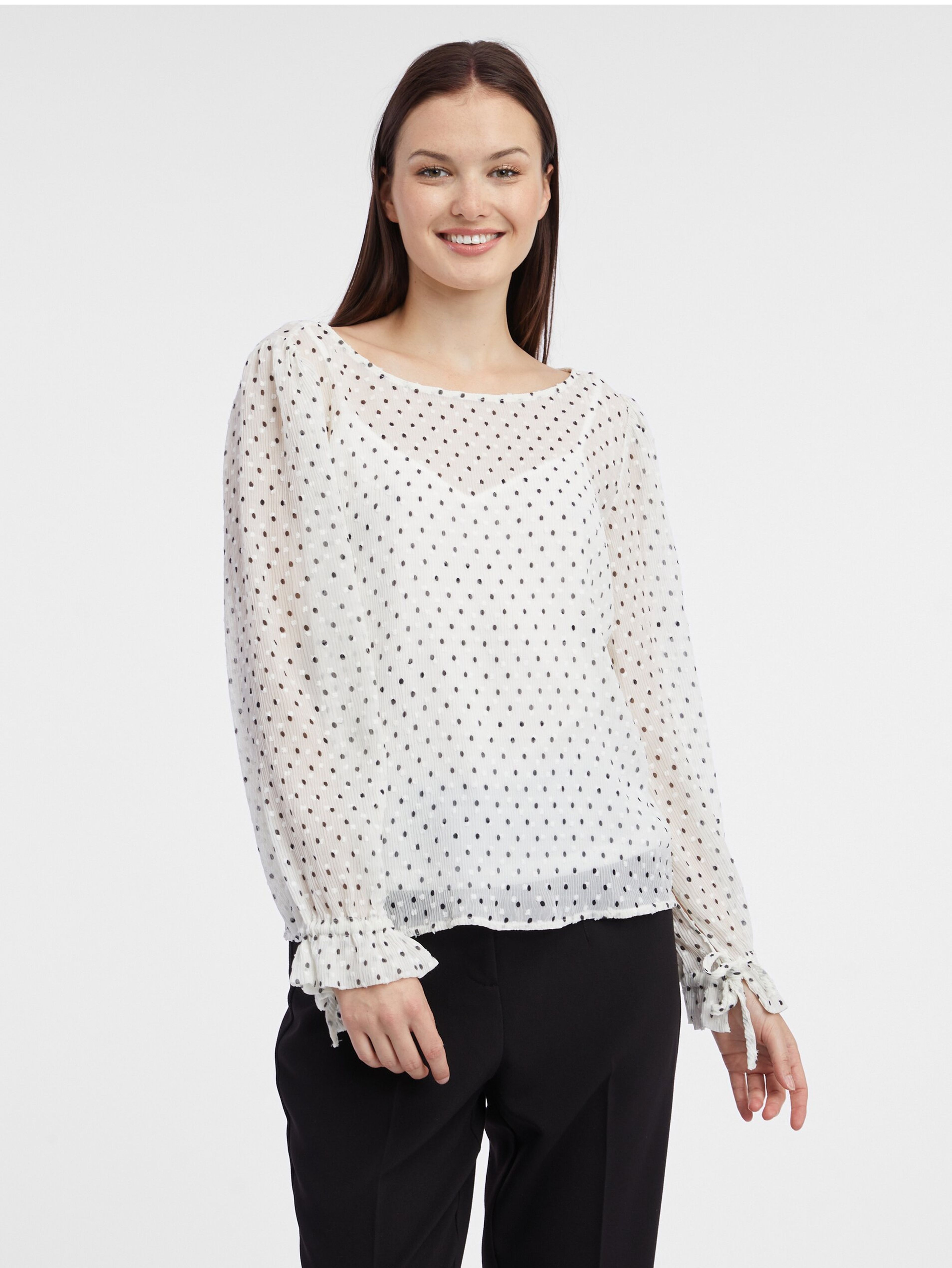 Weiße Damen-Polka-Dot-Bluse ORSAY