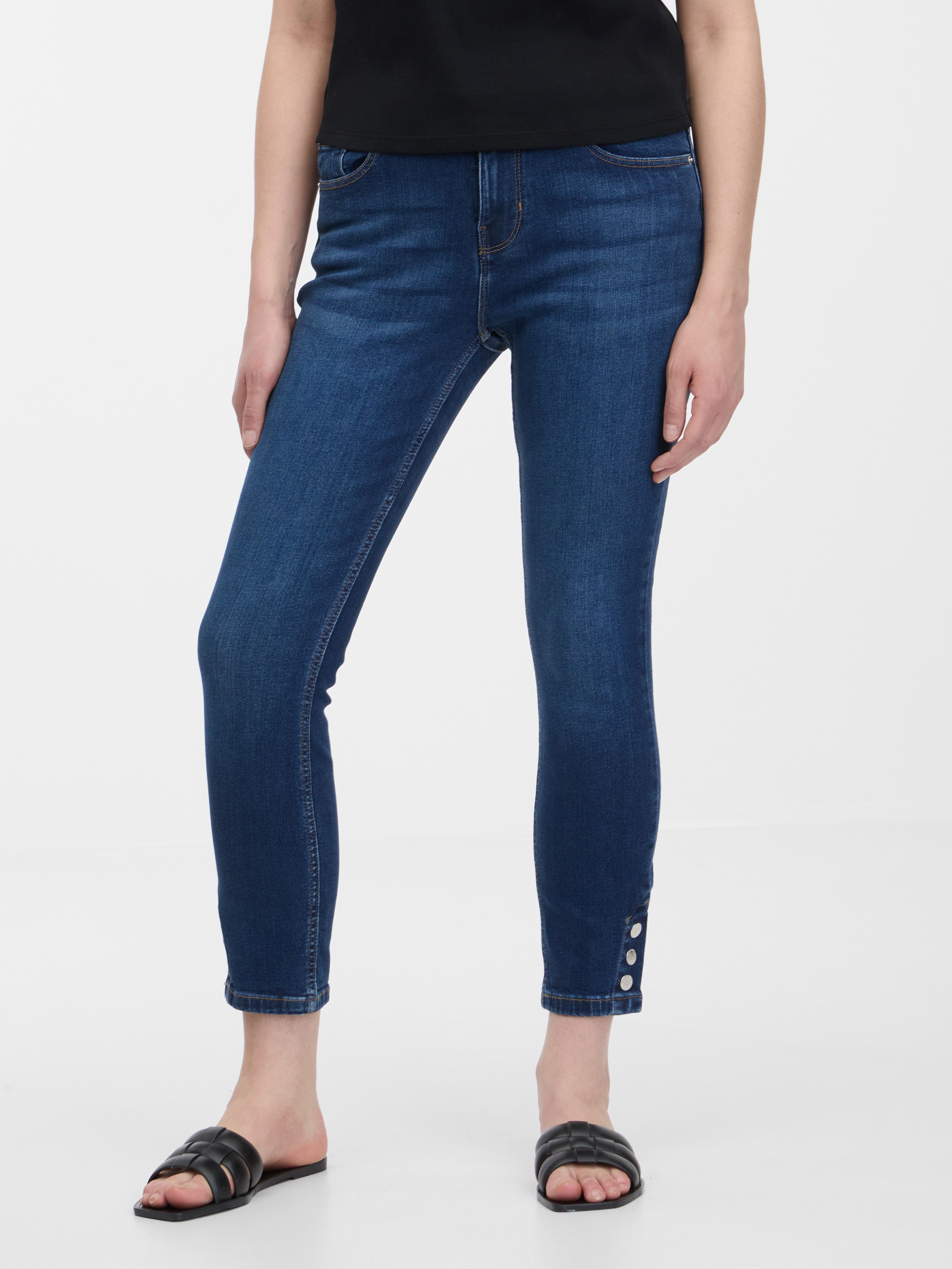 Granatowe skinny fit jeansy ORSAY