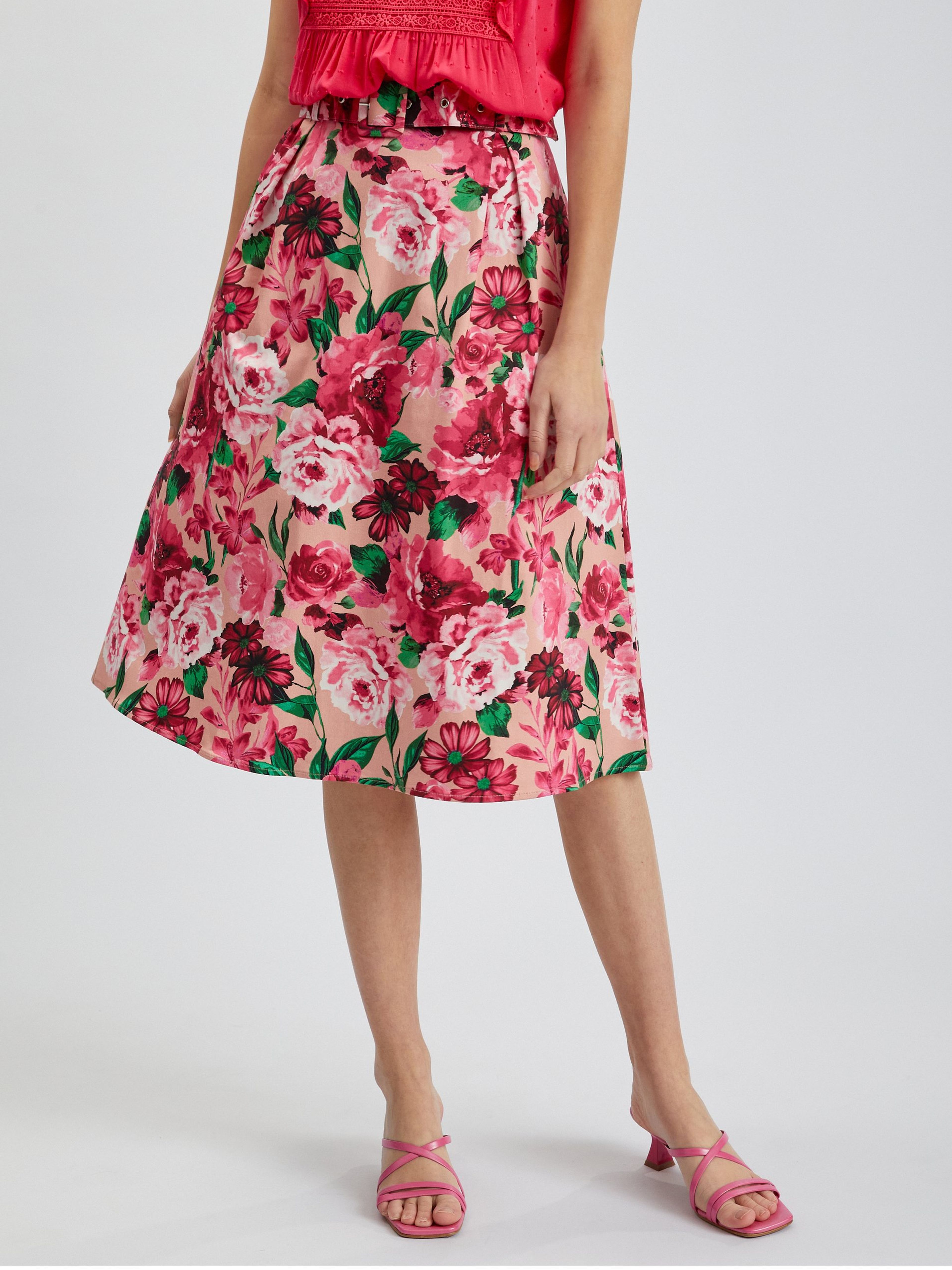Růžová dámská květovaná sukně ORSAY