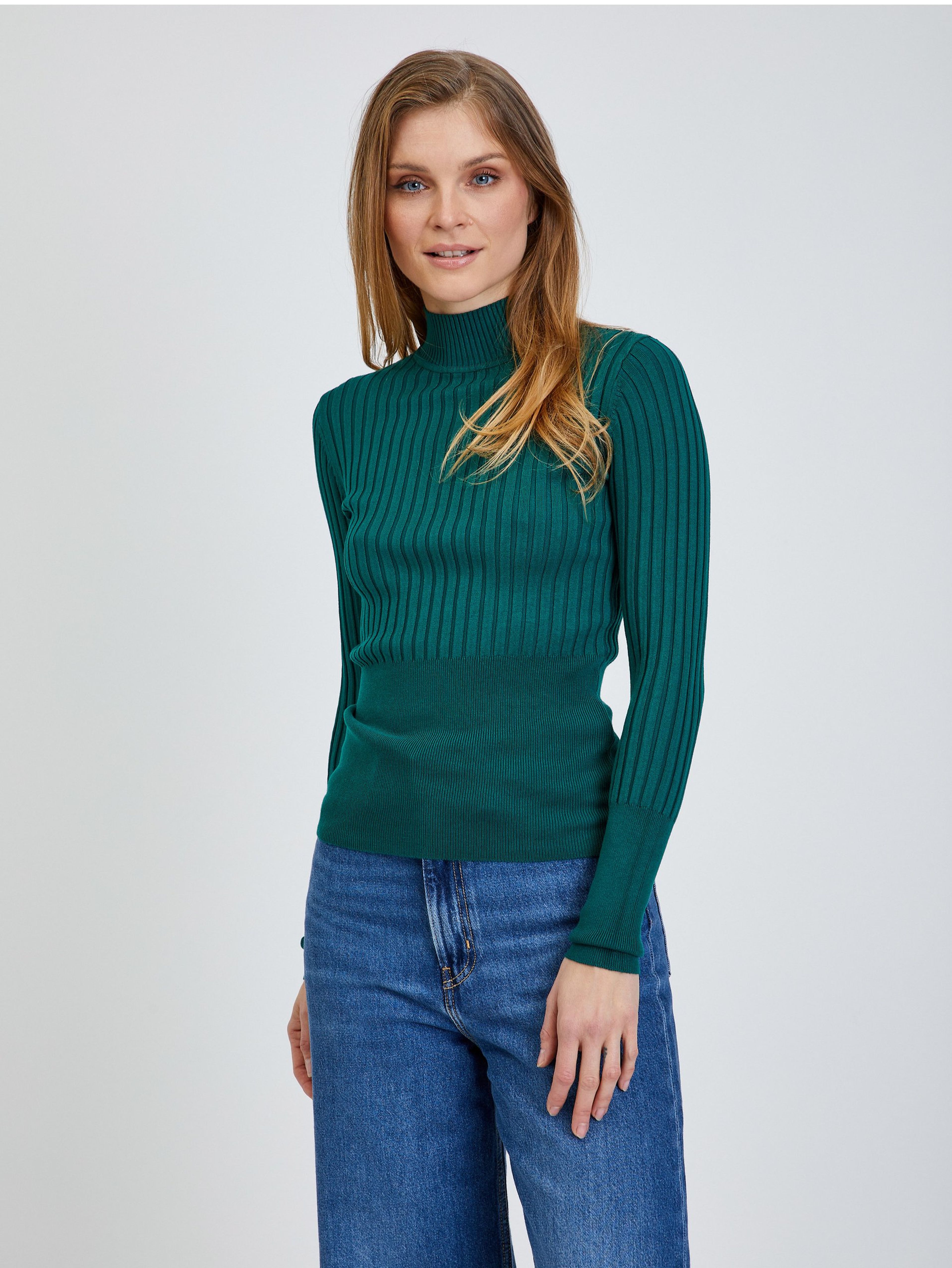 ORSAY zöld bordázott pulóver