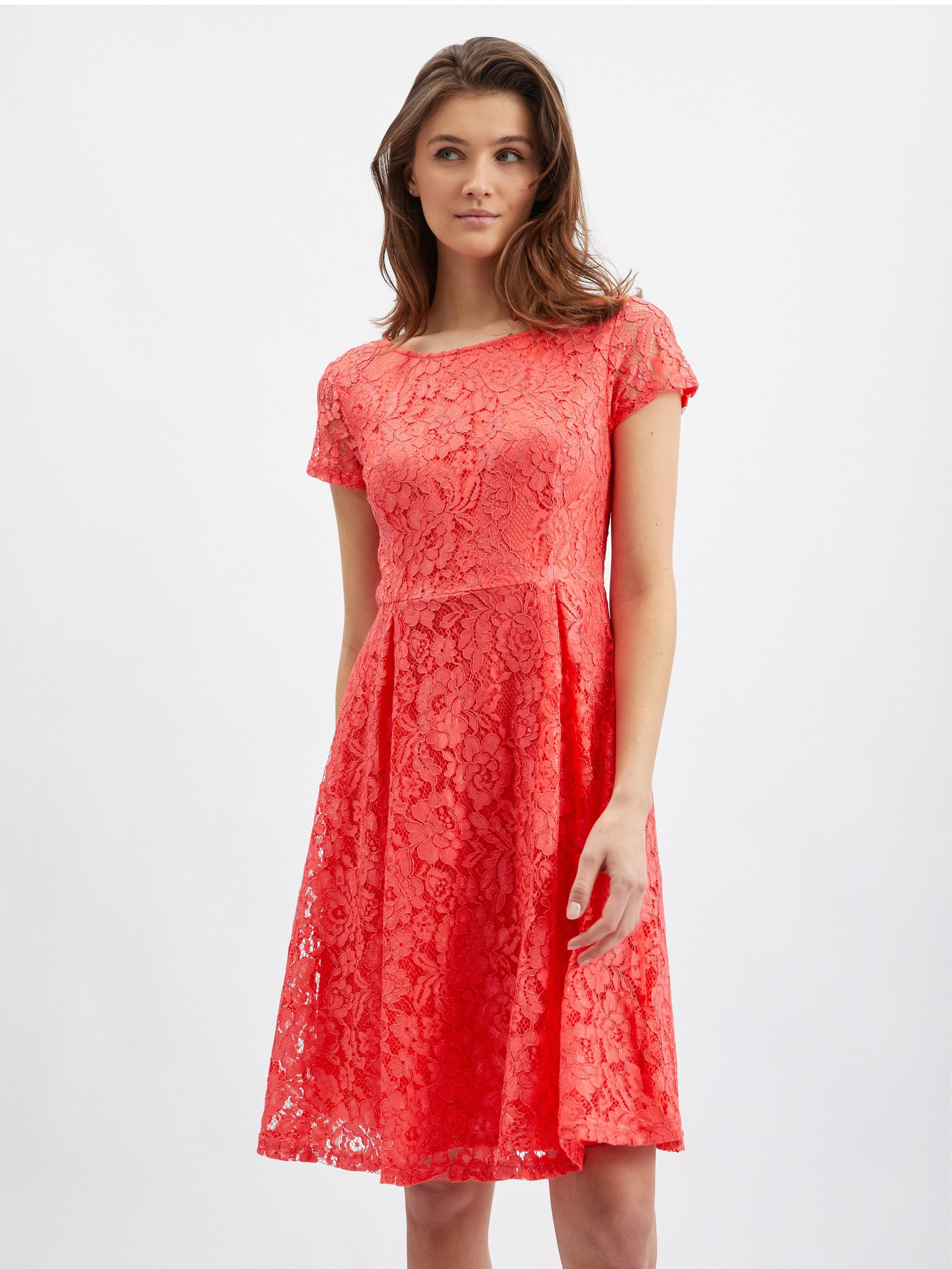 Růžové dámské krajkované šaty ORSAY