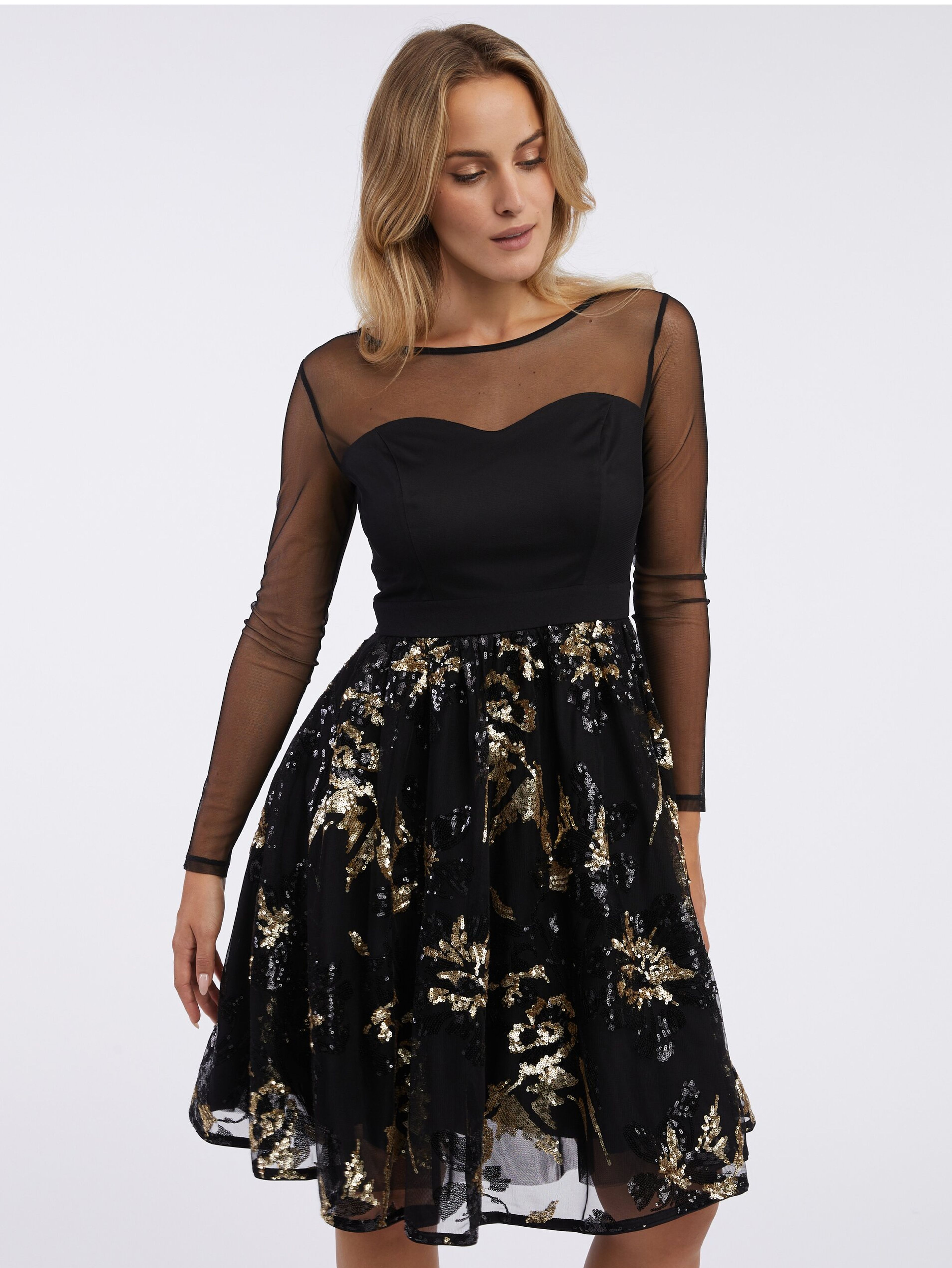 Čierne dámske šaty s flitrami ORSAY