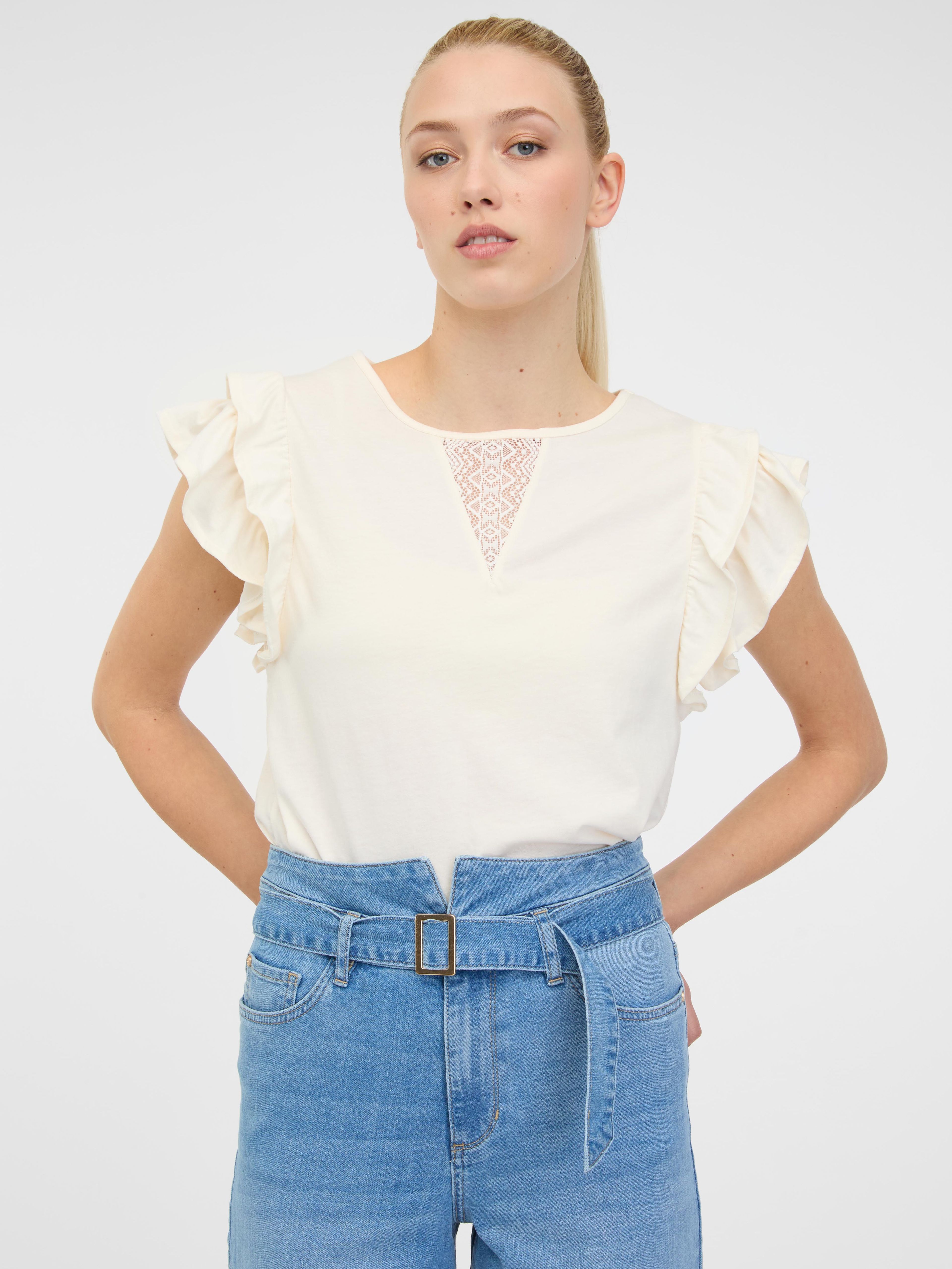 Béžové dámské tričko s krátkým rukávem ORSAY