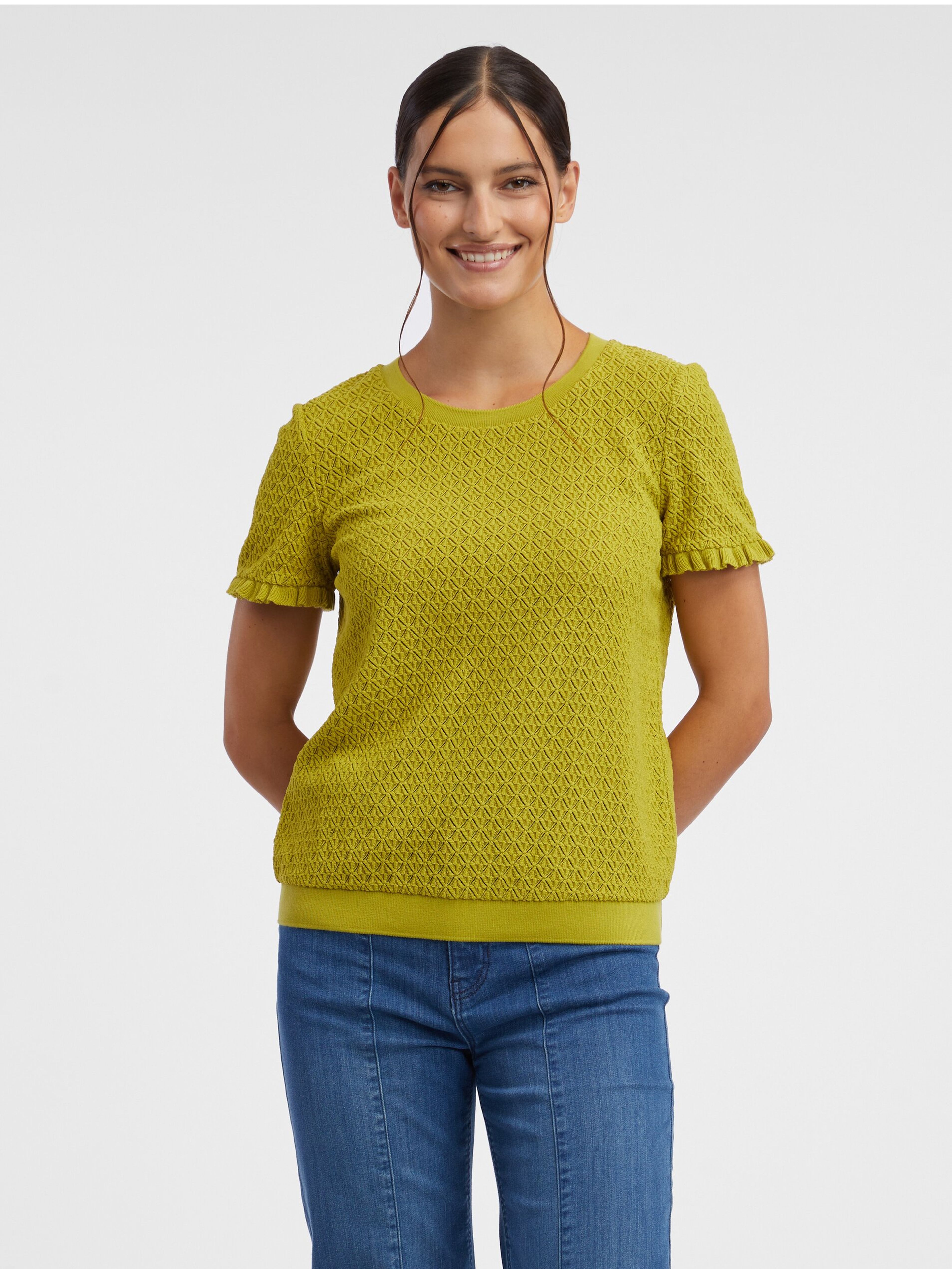Zelené dámske vzorované úpletové tričko ORSAY