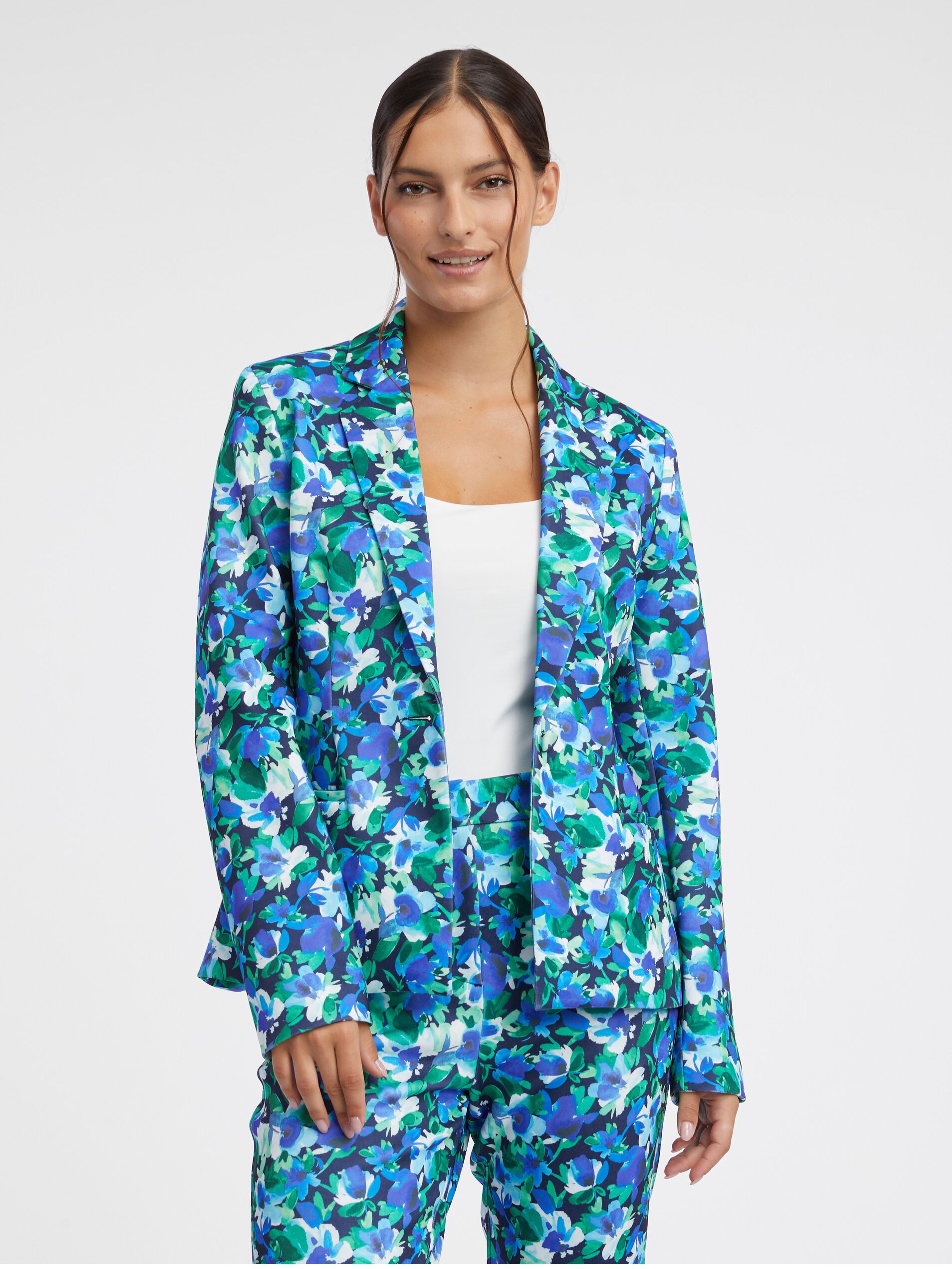 Grüne und blaue mit Blumenmuster Damenjacke ORSAY