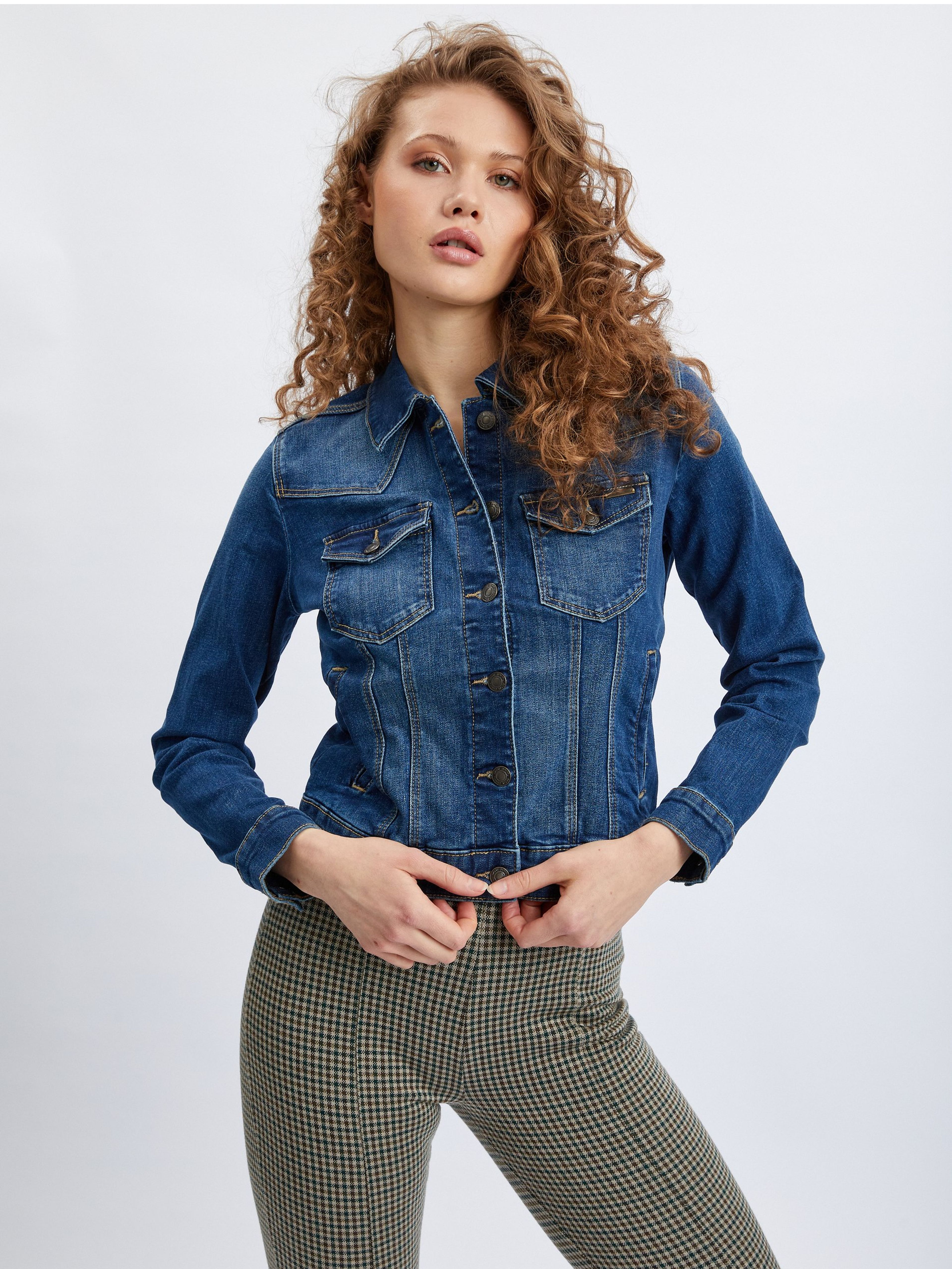 Granatowa kurtka jeansowa damska ORSAY