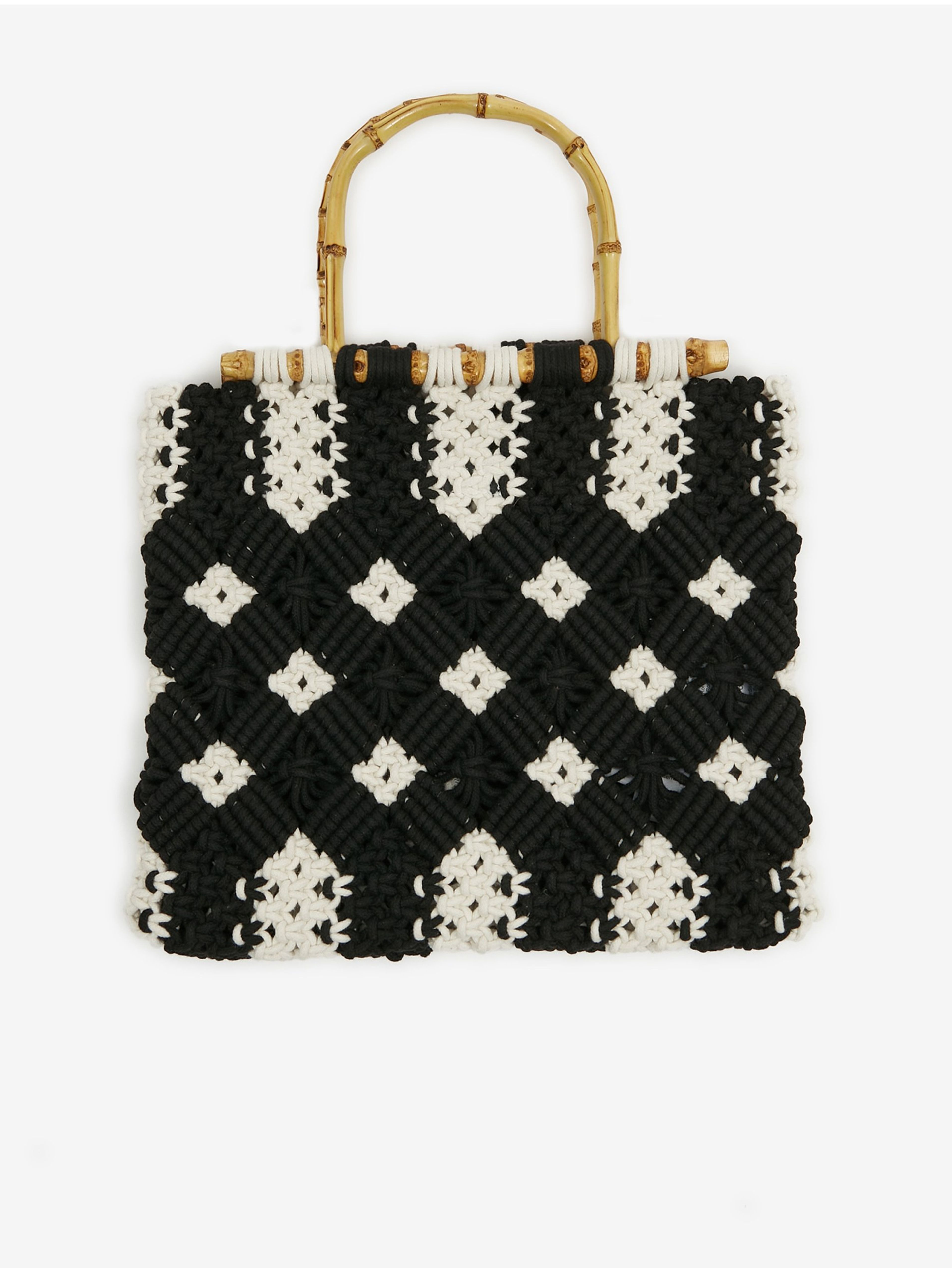 Bielo-čierna dámska pletená kabelka so vzorom ORSAY