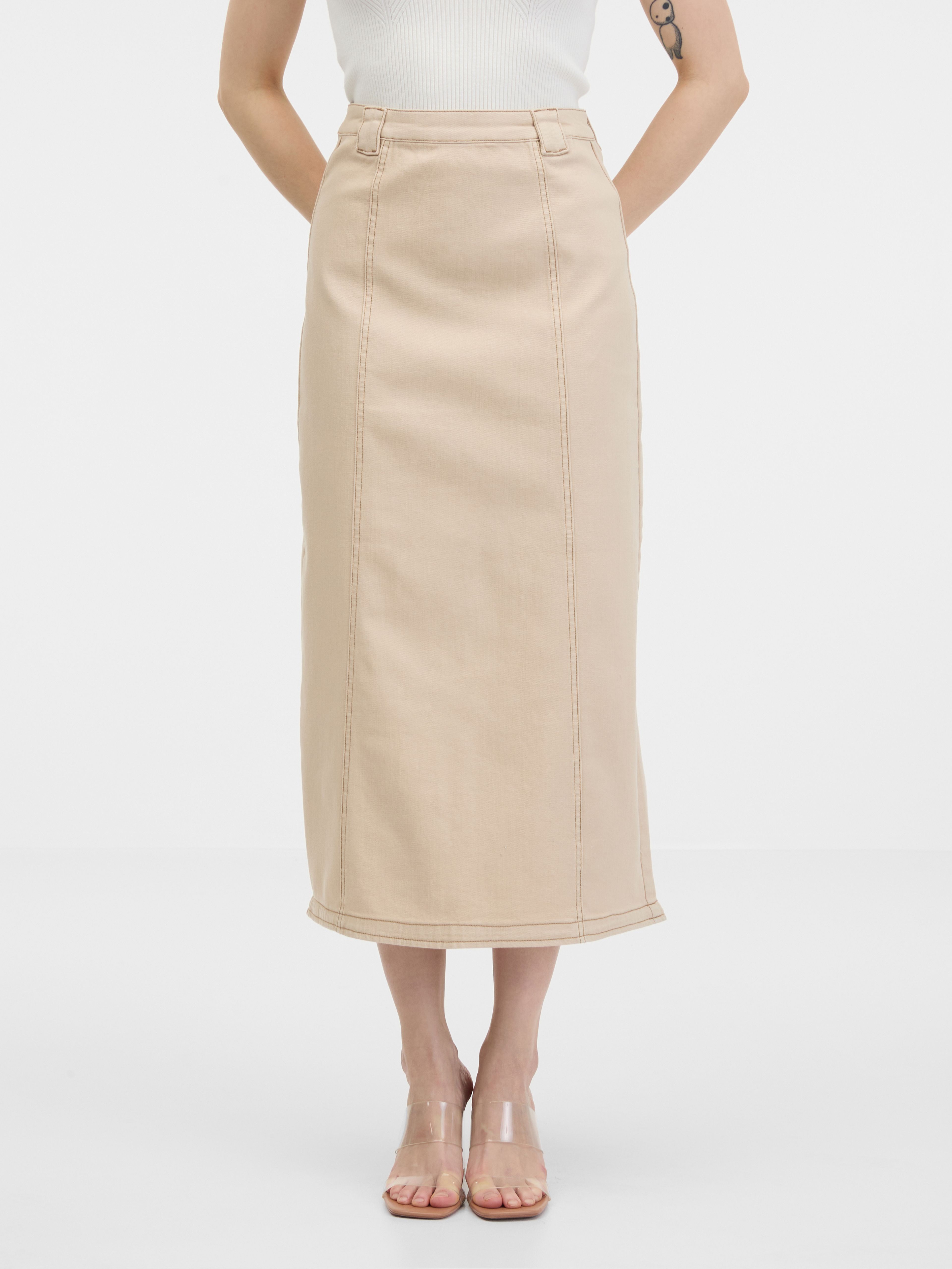 Béžová dámská džínová sukně ORSAY