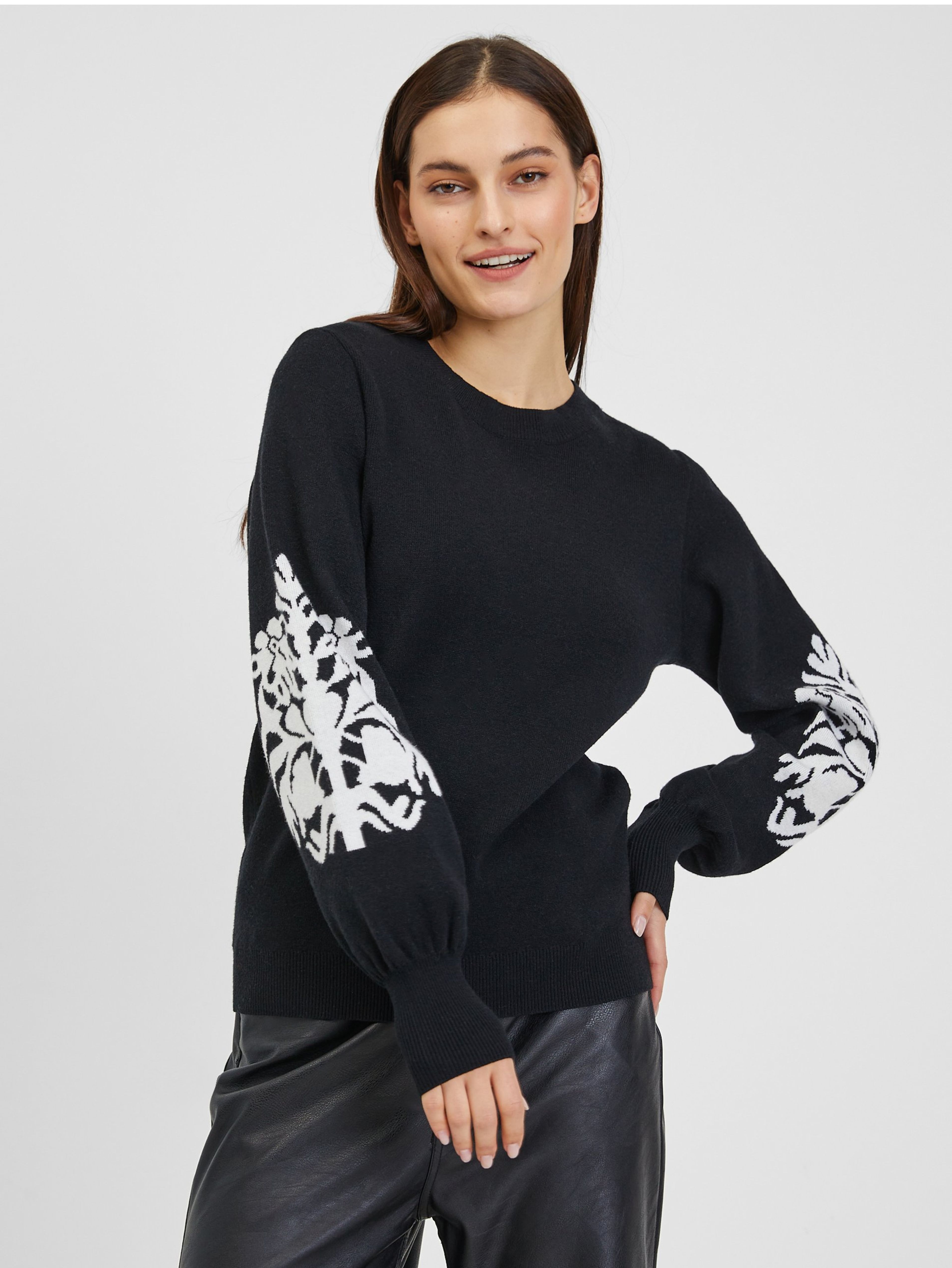 ORSAY fehér-fekete női pulóver