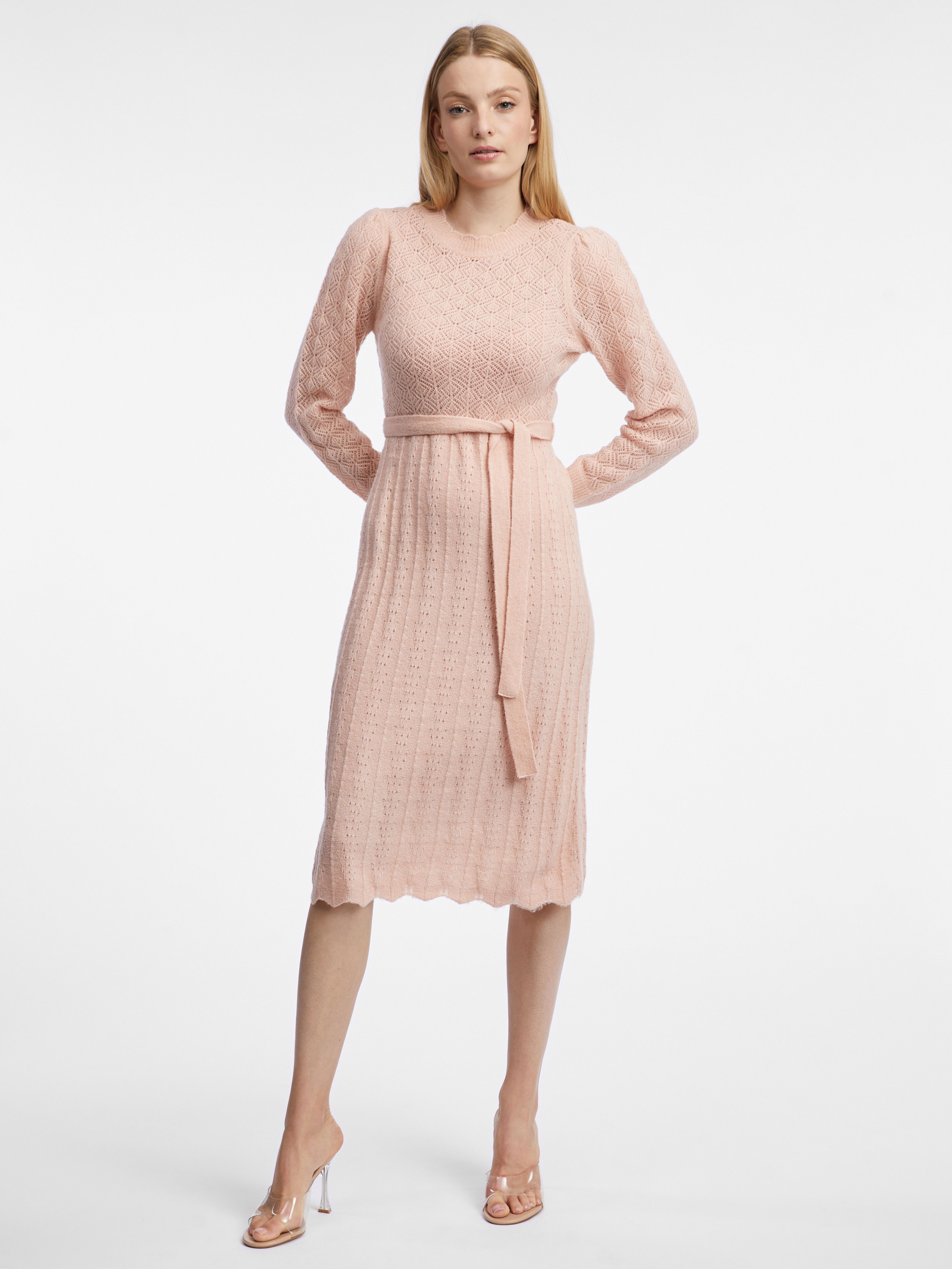 Hellrosa Damen-Pulloverkleid mit Wollmischung ORSAY