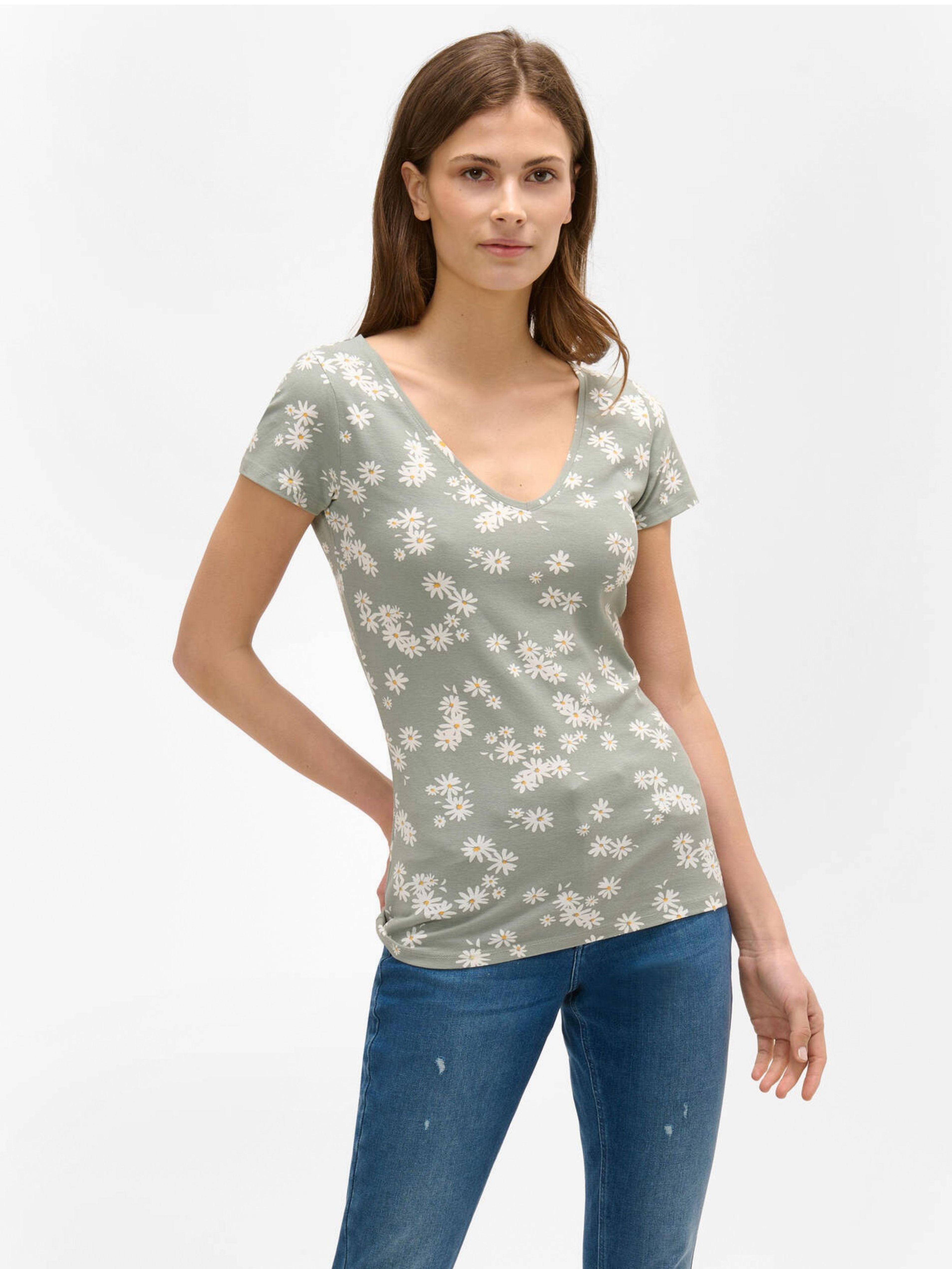 Hellgrünes T-Shirt mit Blumenmuster ORSAY