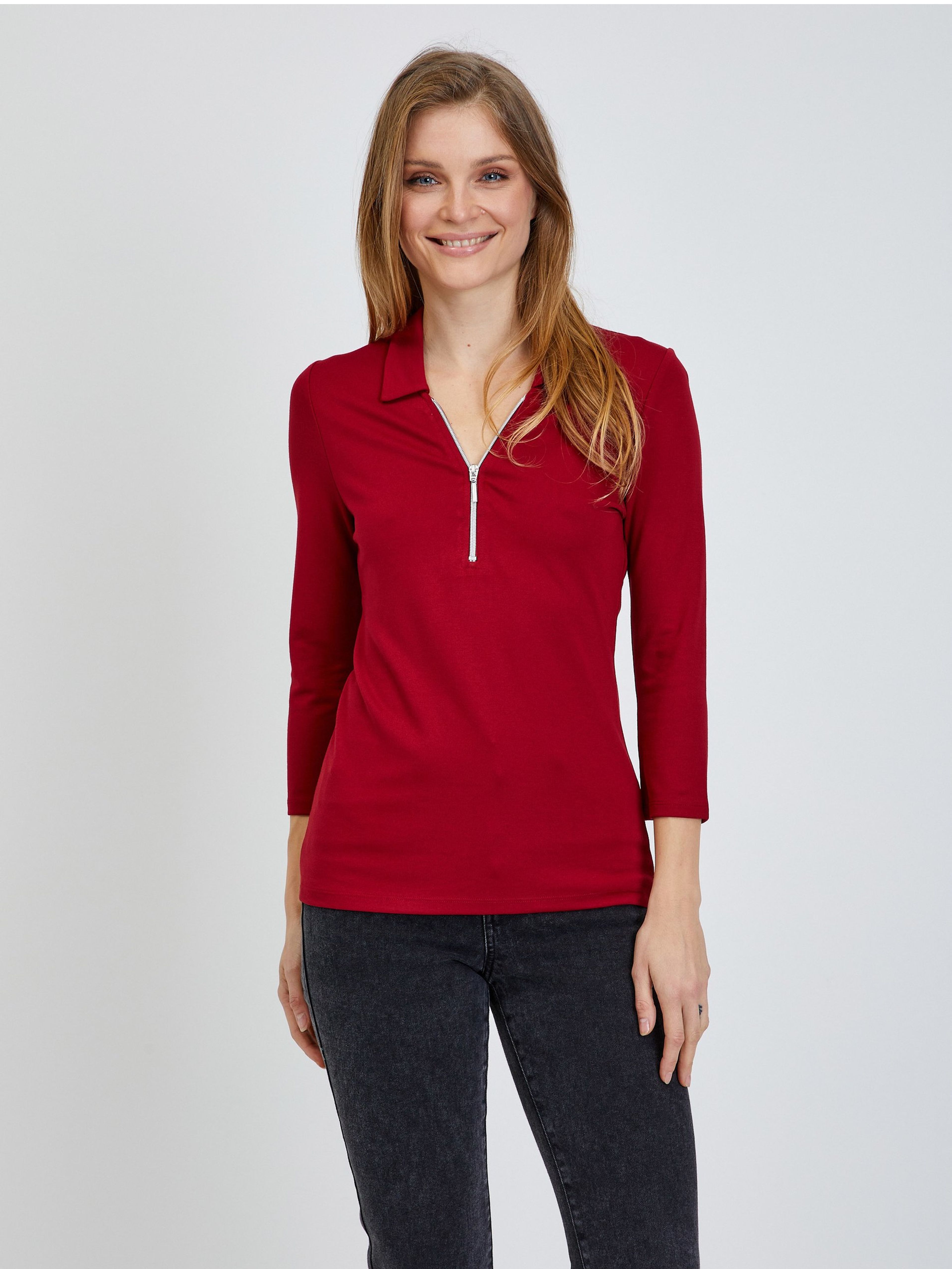 Bluză roșie cu mâneci trei sferturi damă ORSAY