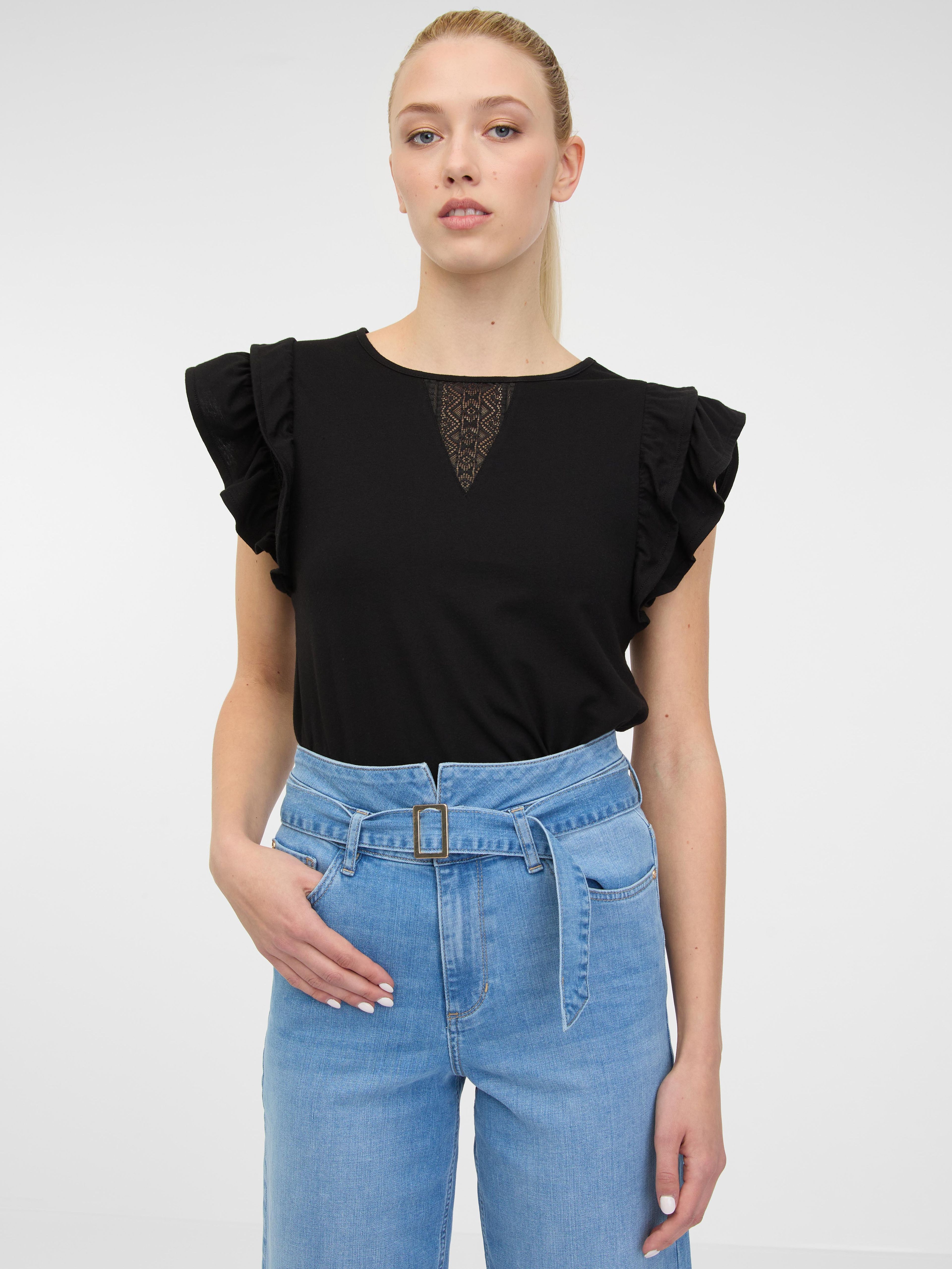 Čierne dámske tričko s krátkym rukávom ORSAY