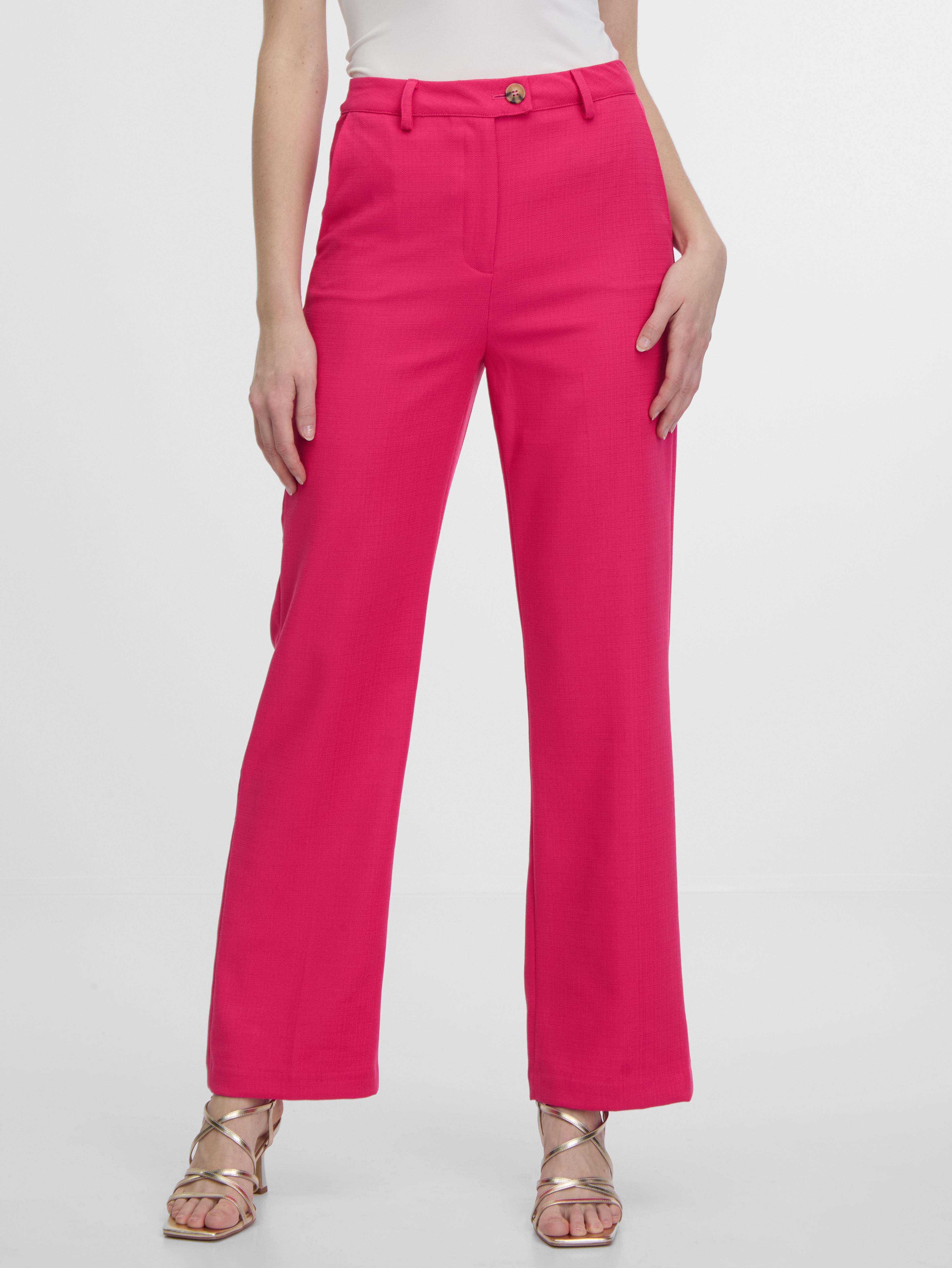 Tmavě růžové dámské flared fit kalhoty ORSAY