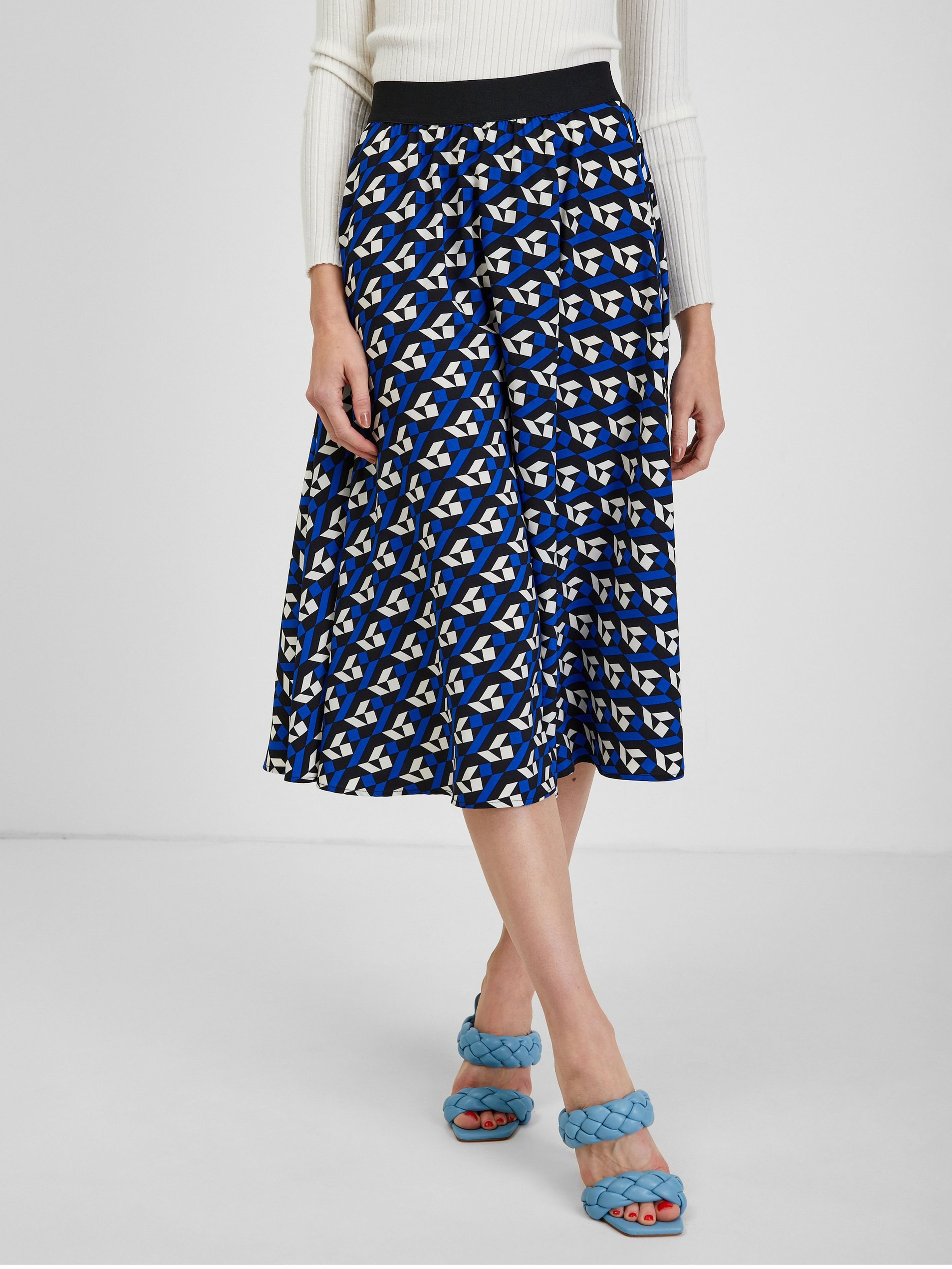 Modrá dámská plisovaná vzorovaná sukně ORSAY