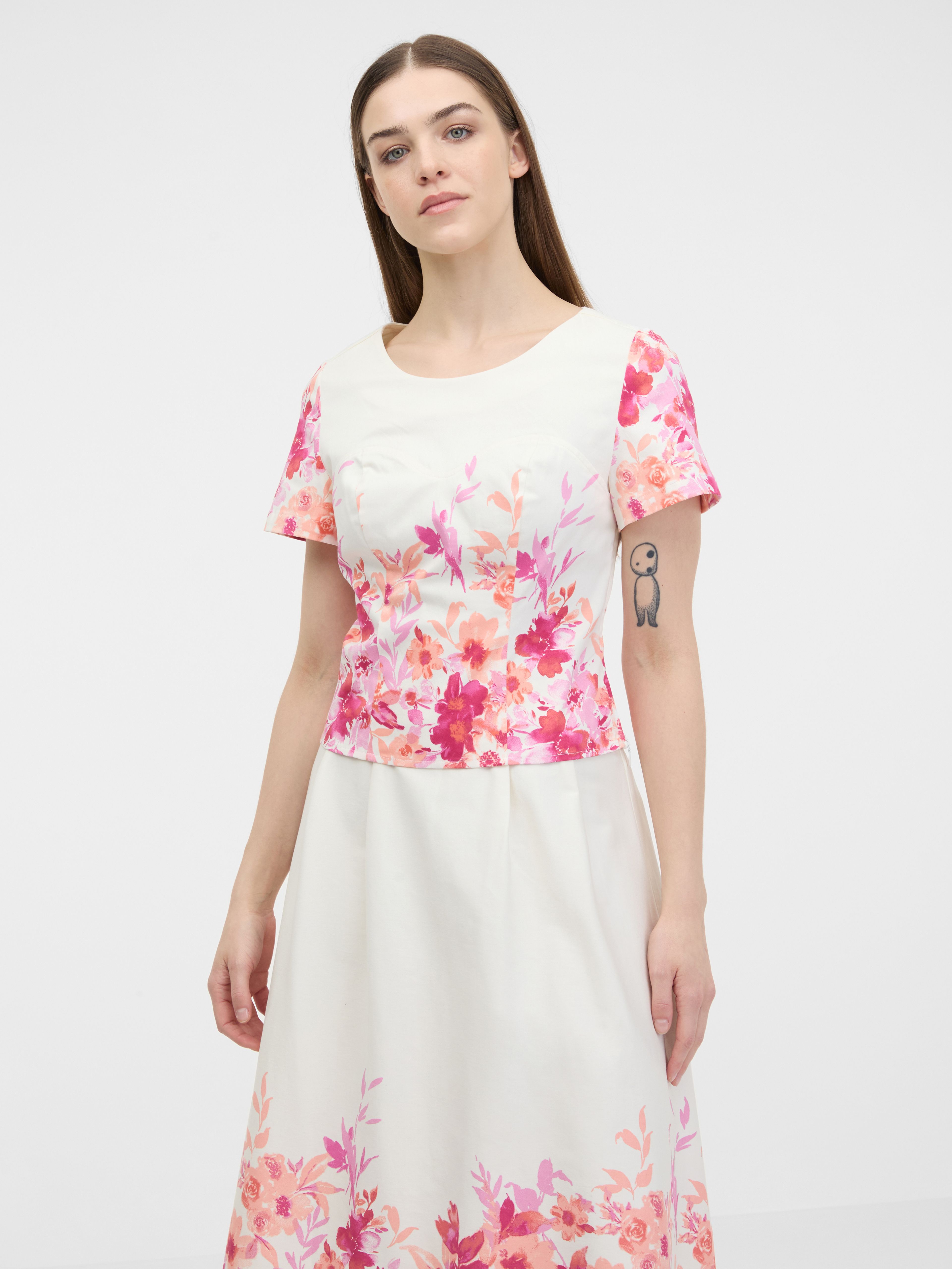 Rosa Damen-Blumenbluse ORSAY