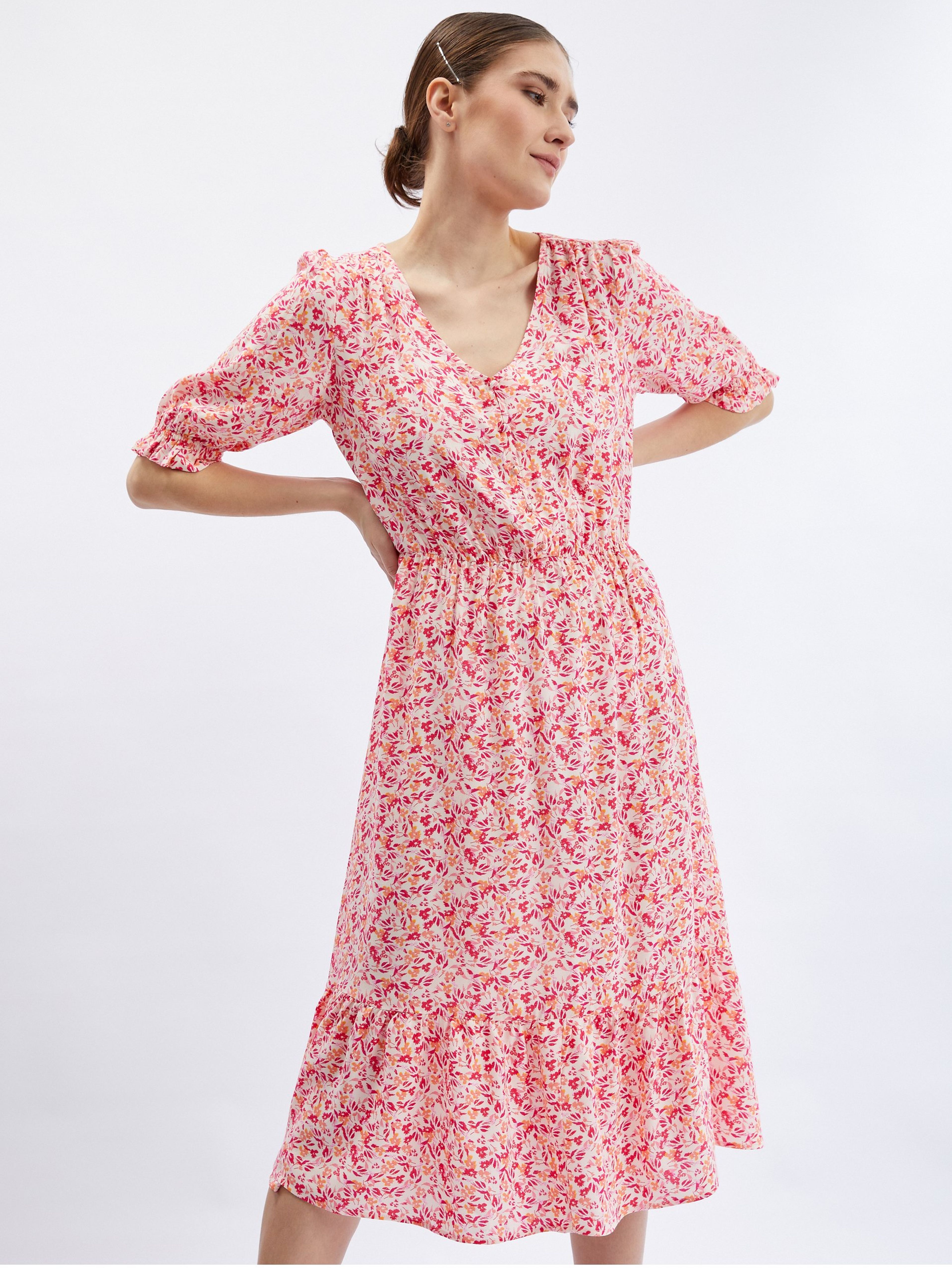 ORSAY narancssárga-rózsaszín virágmintás női ruha