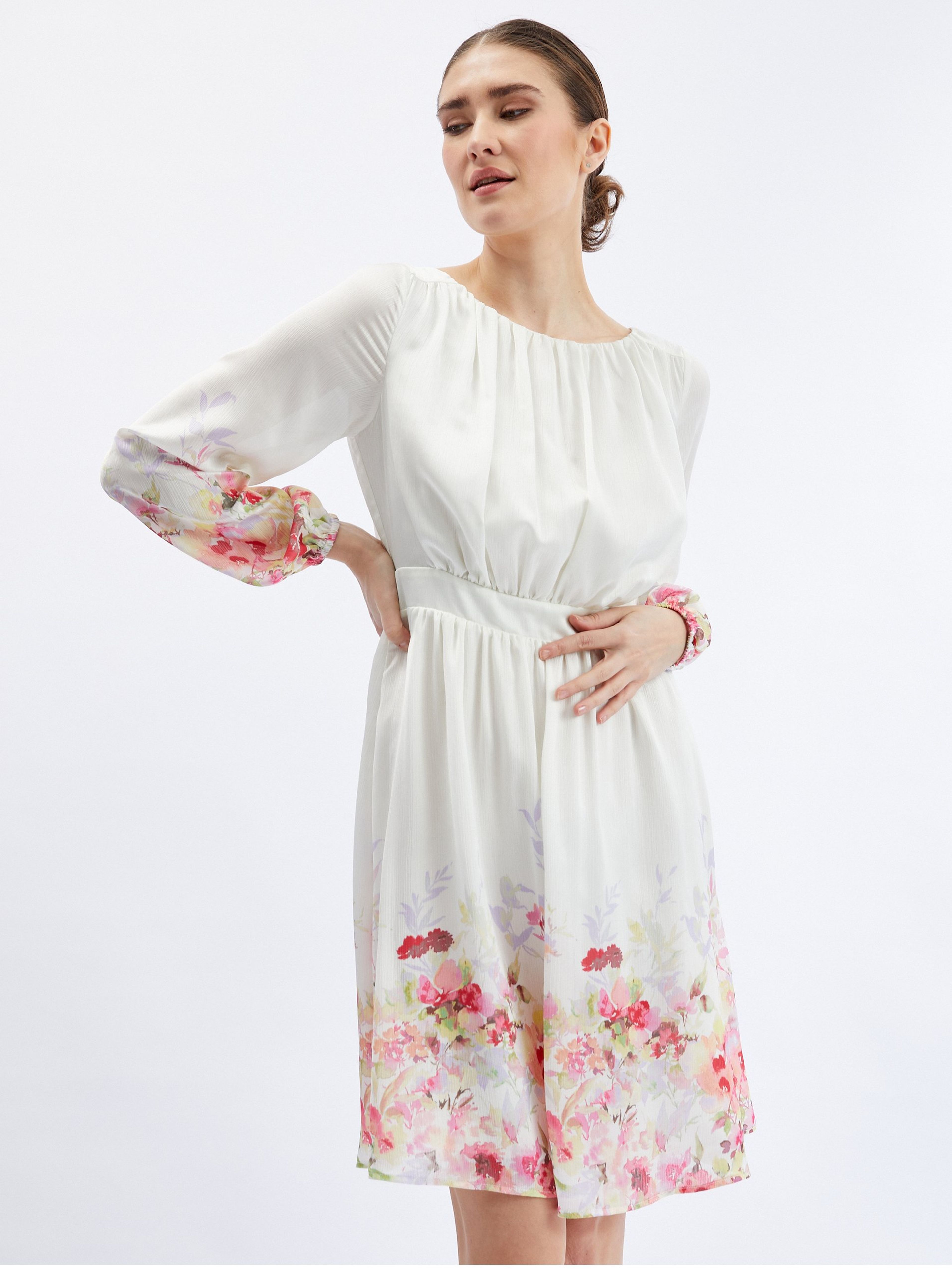 Růžovo-krémové dámské květované šaty ORSAY