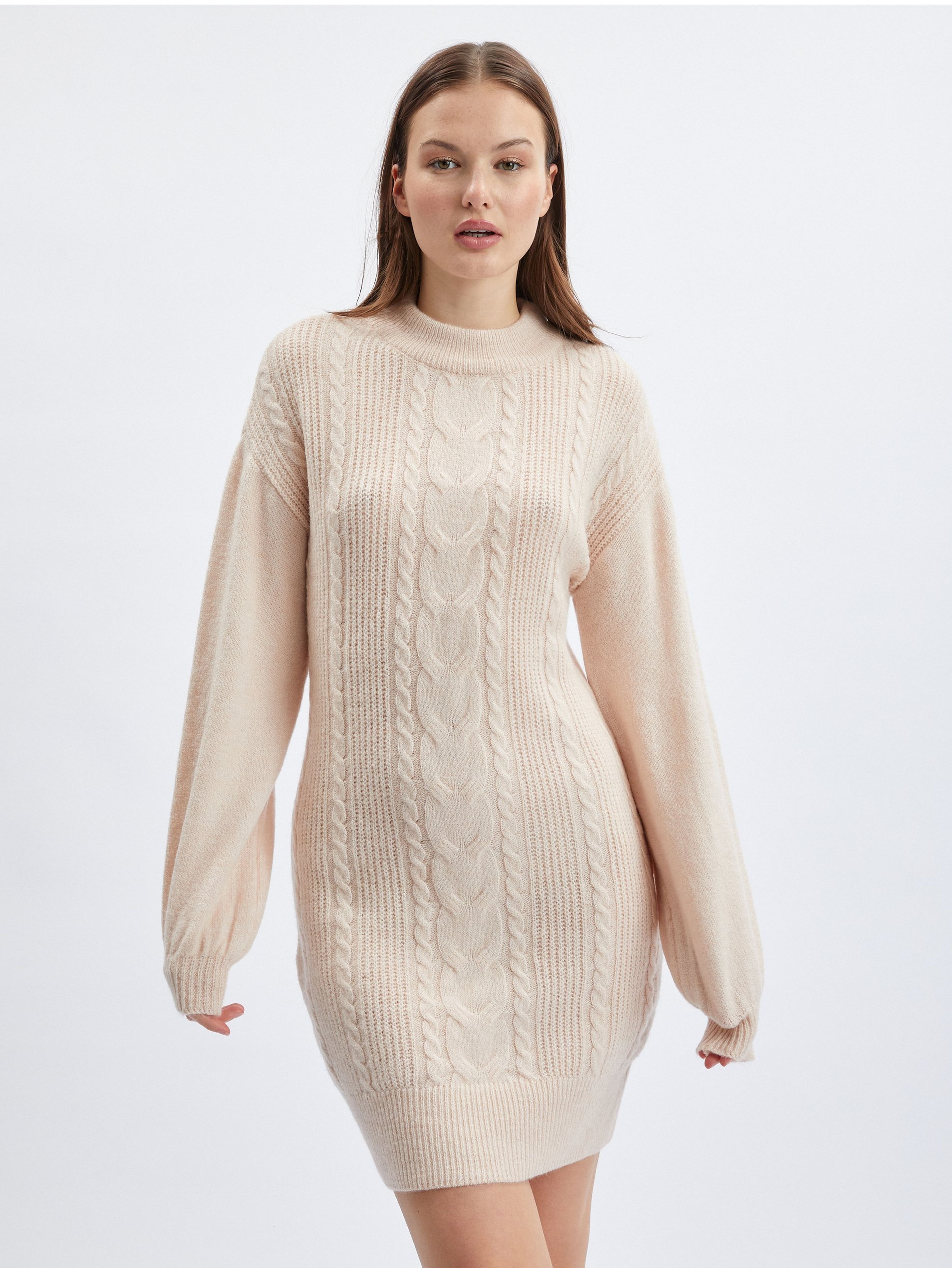 Beigefarbenes Damen-Pullover-Kleid ORSAY