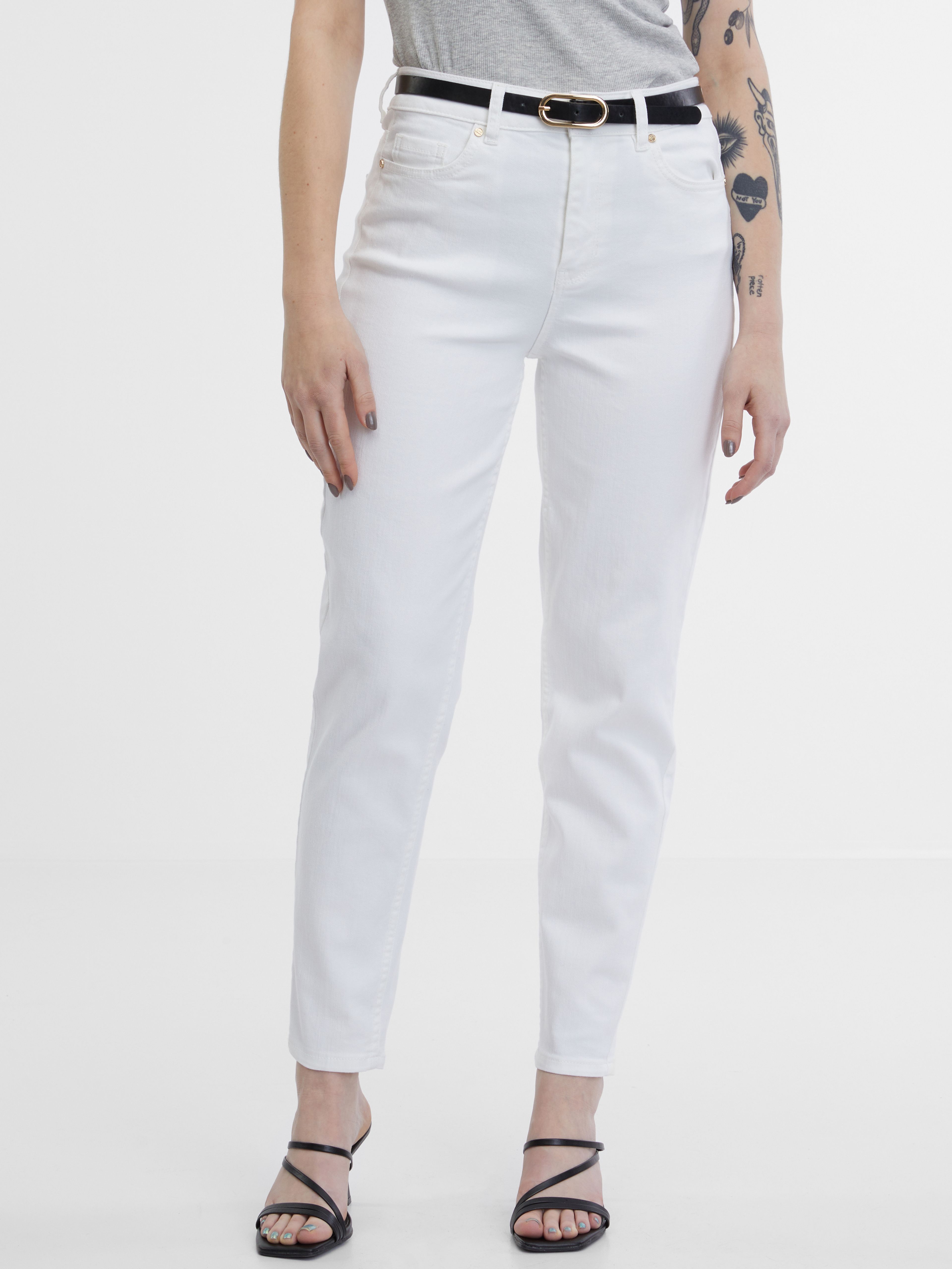 Bele ženske mom jeans hlače ORSAY