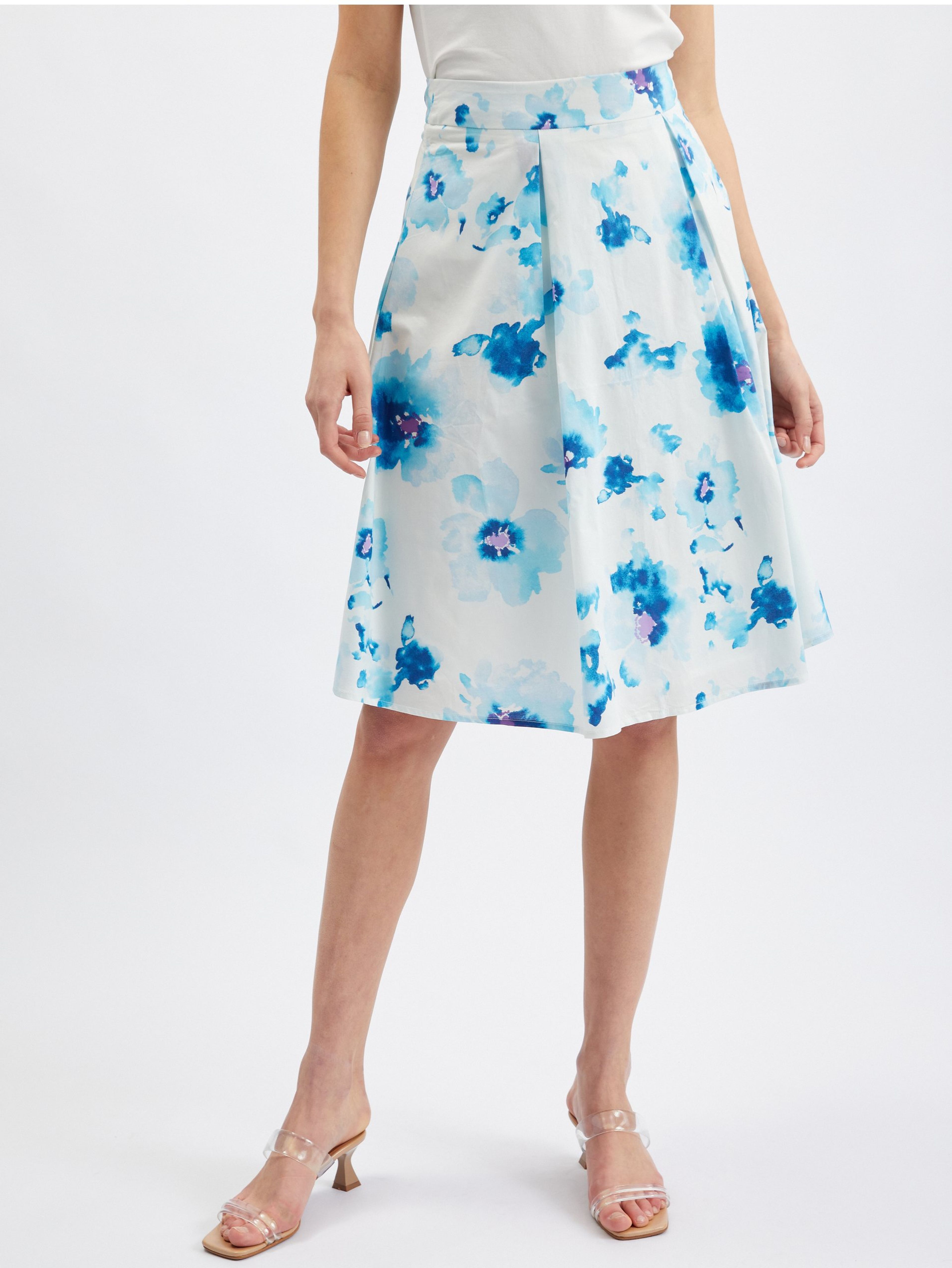 Modro-biela dámska kvetinová sukňa ORSAY
