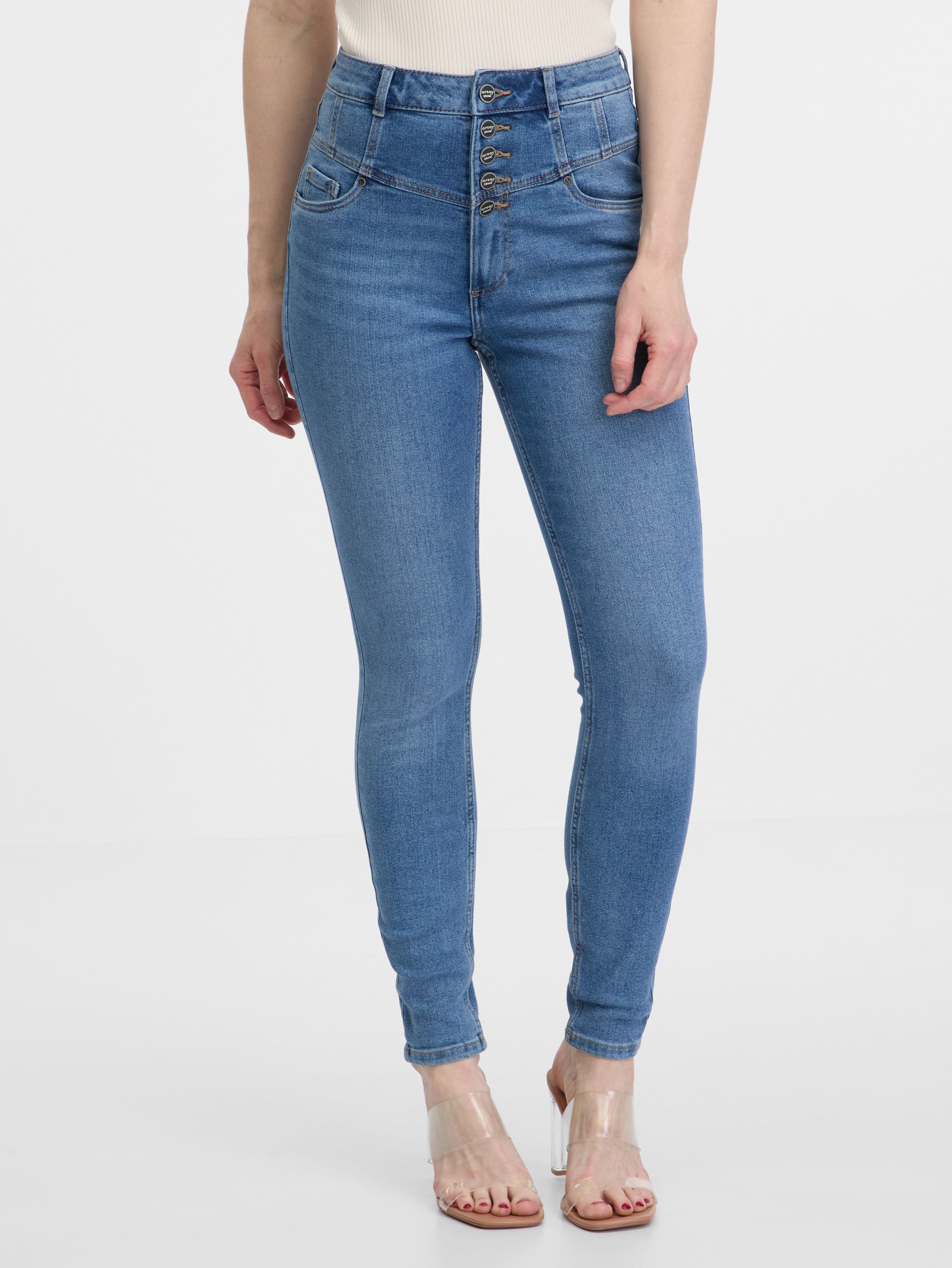 Niebieskie damskie skinny fit jeansy ORSAY