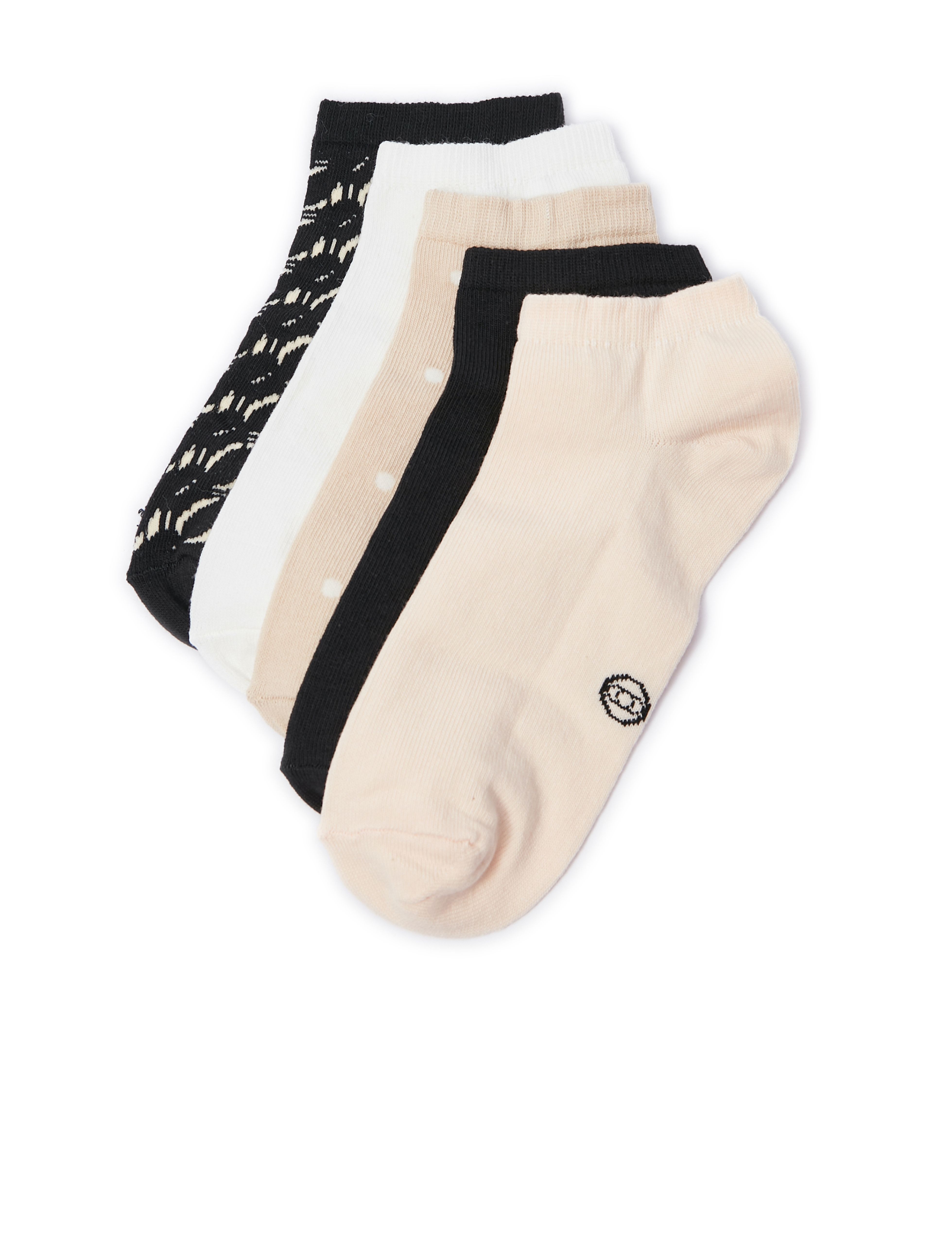 Súprava piatich párov dámskych ponožiek v bielej, béžovej a čiernej farbe ORSAY