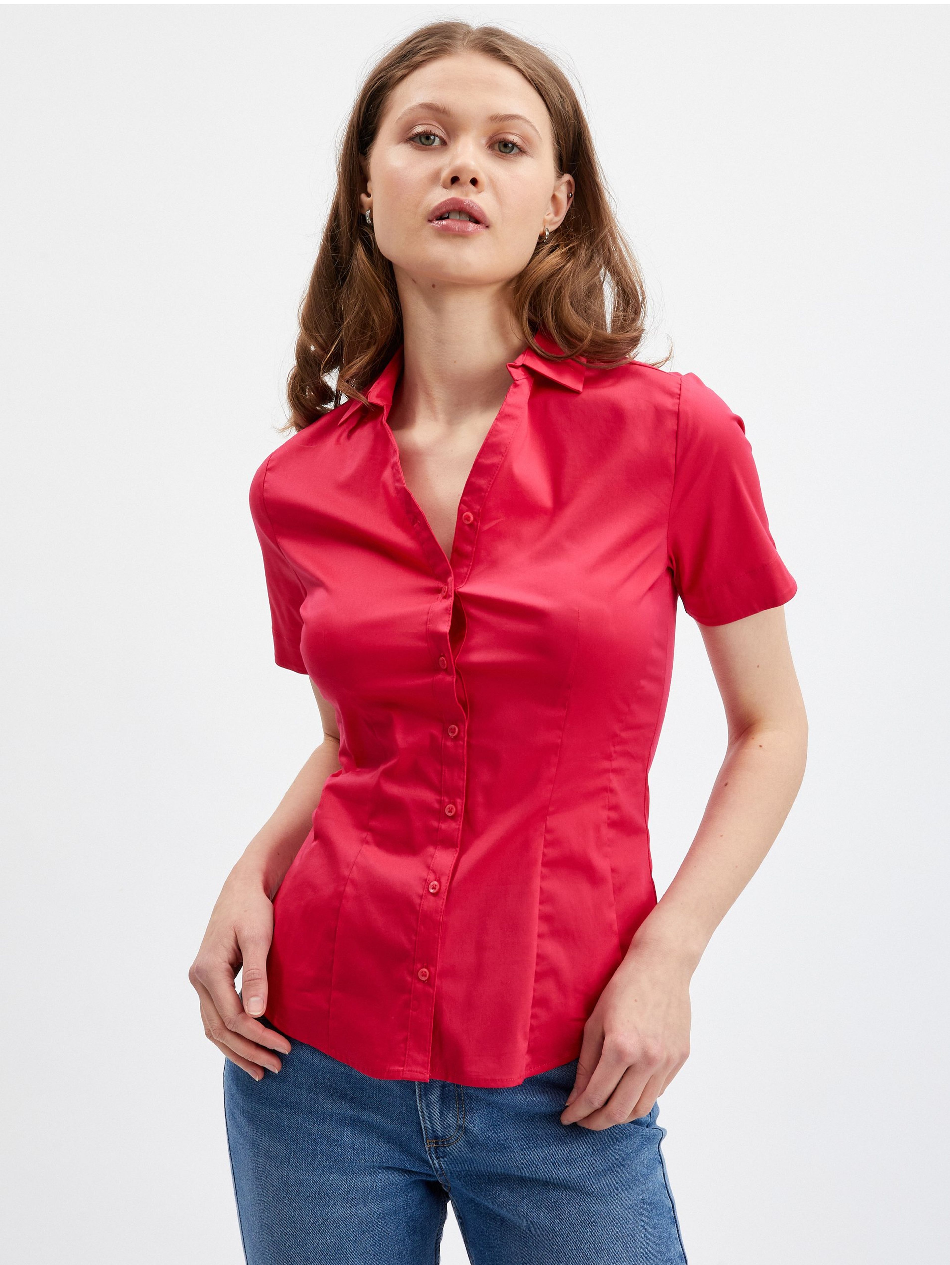 Czerwona koszulka damska z krótkim rękawem ORSAY
