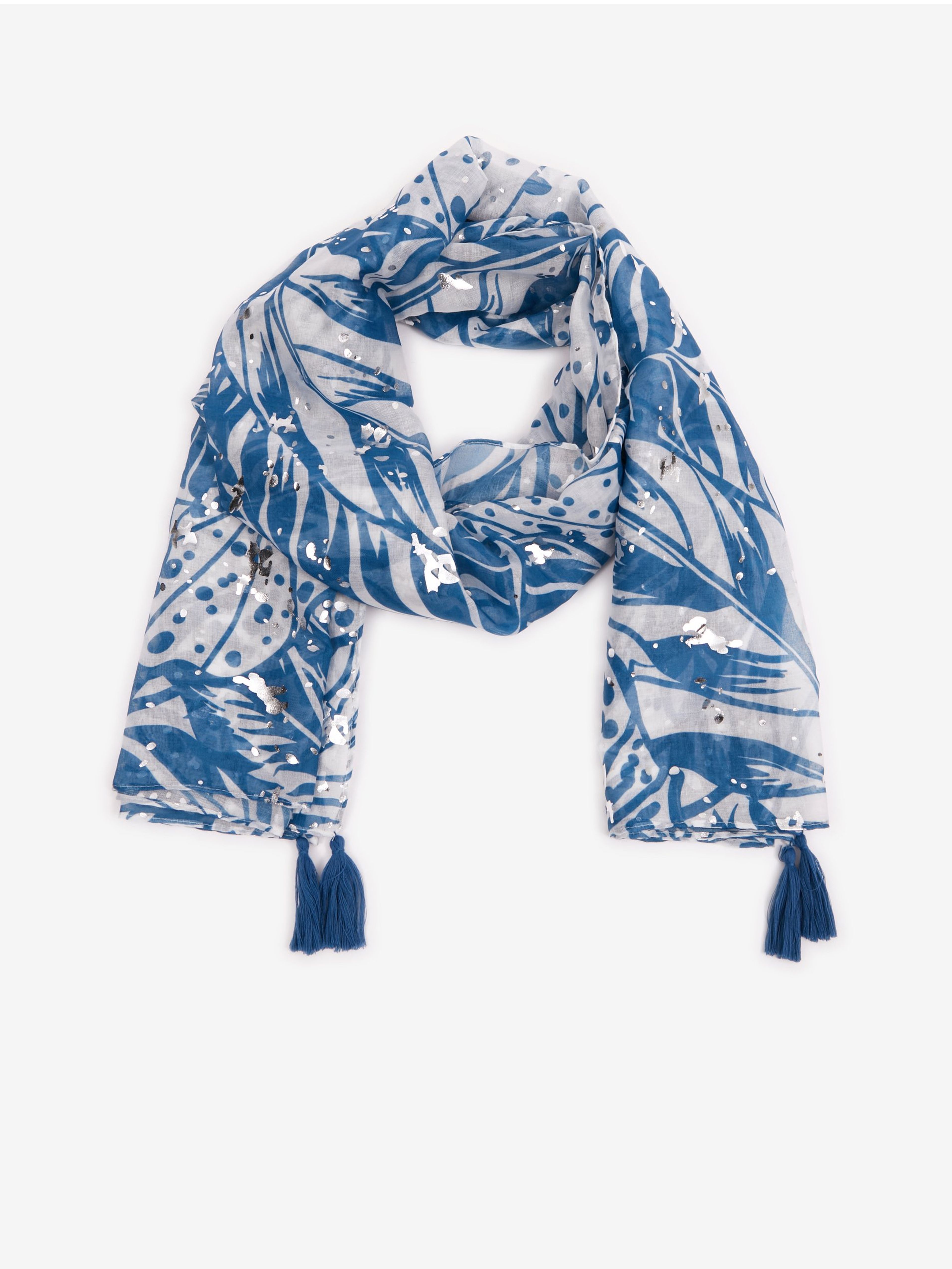 Modro-bílý dámský vzorovaný šátek ORSAY