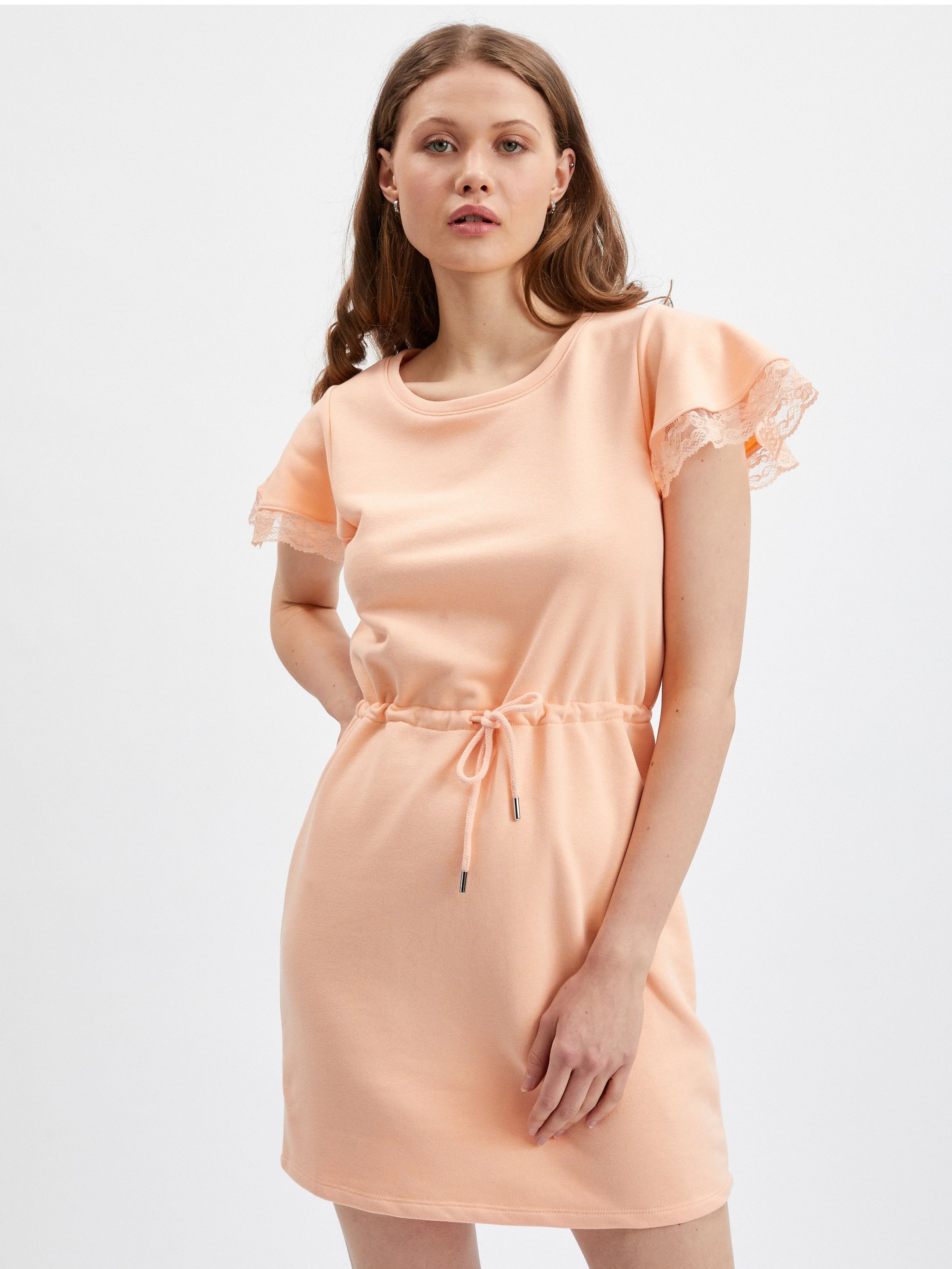 Apricotfarbenes Damen-Sweatshirt-Kleid ORSAY