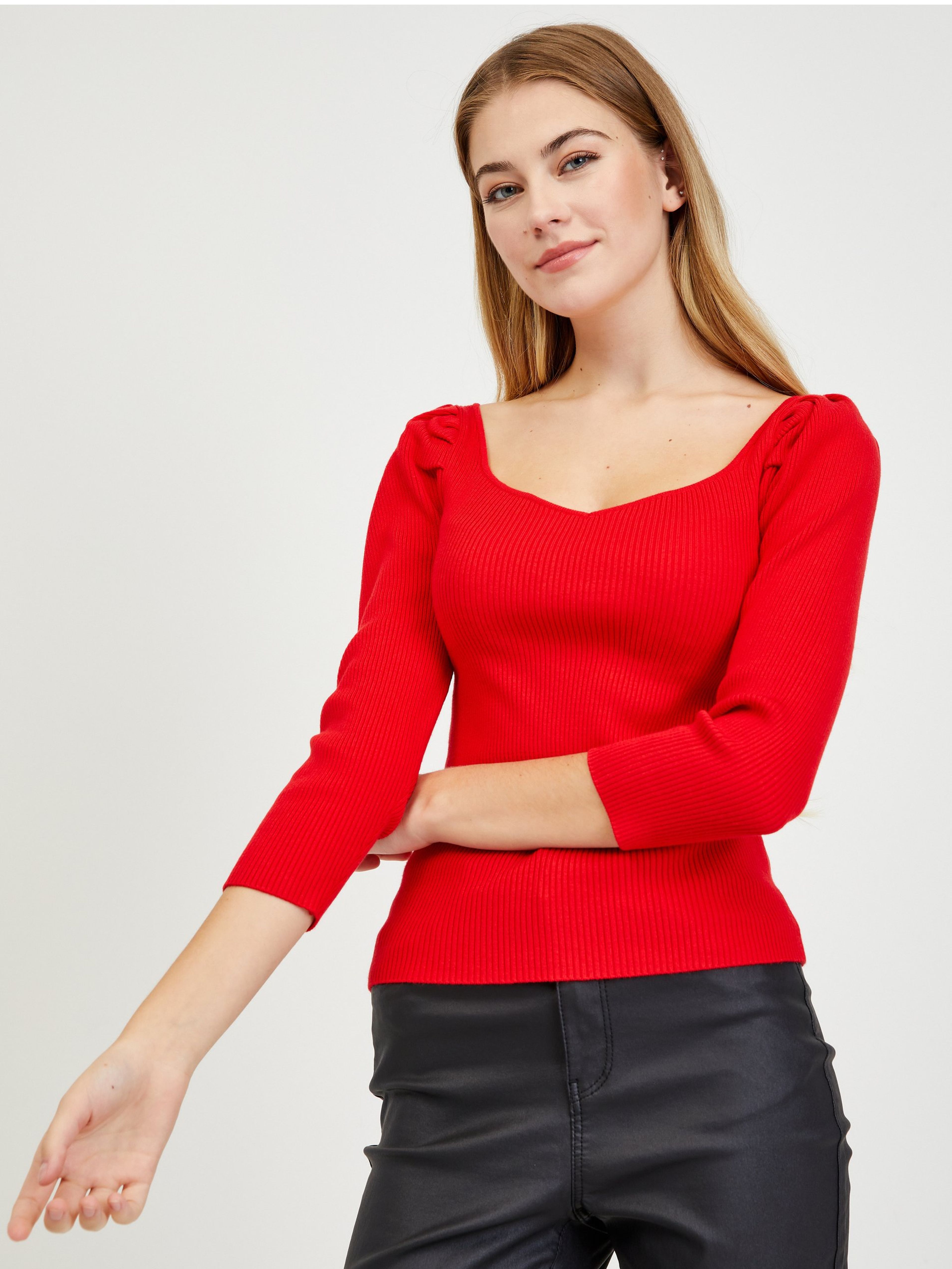 Czerwony sweter damski ORSAY