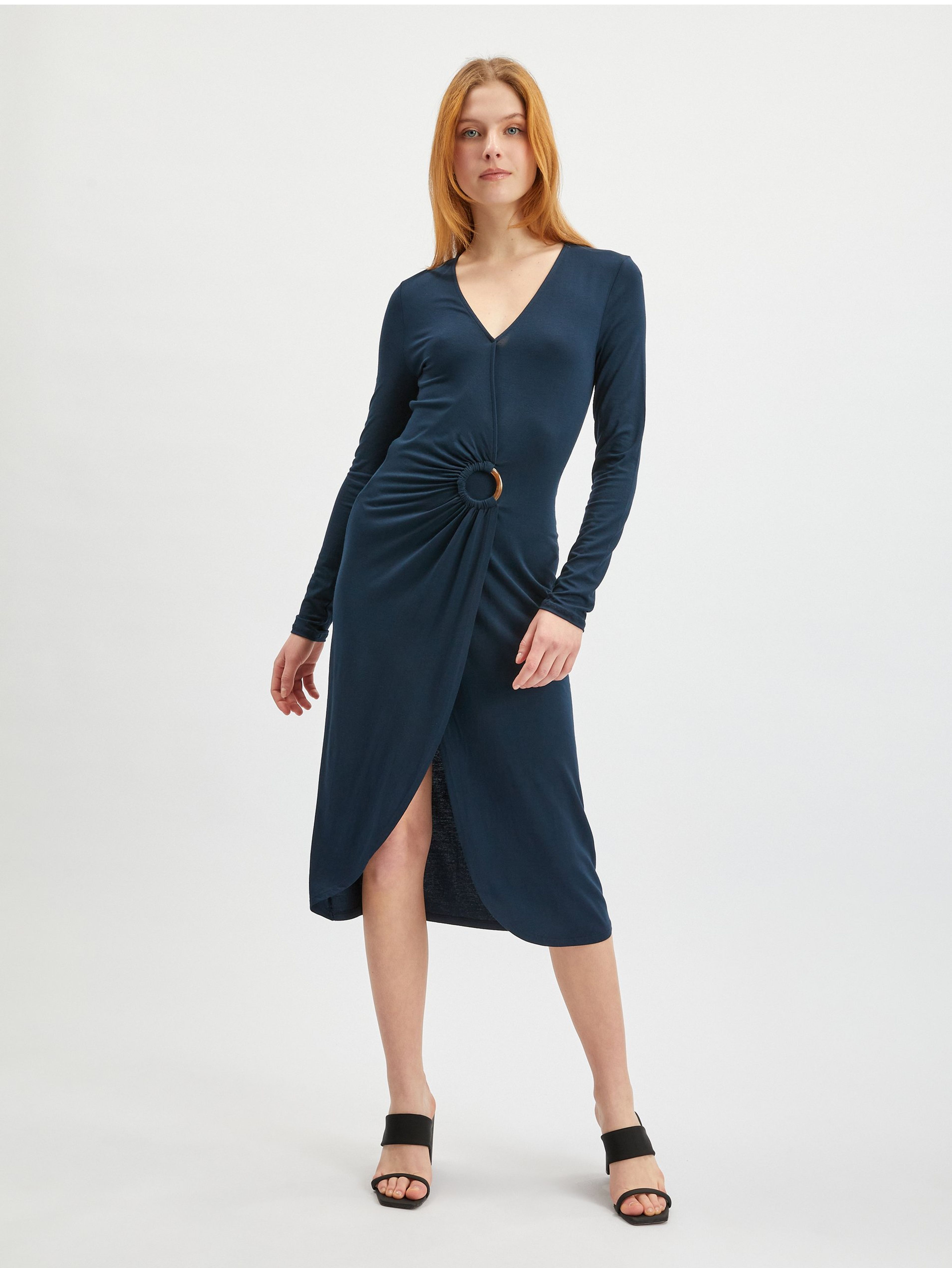 Tmavě modré dámské pouzdrové šaty ORSAY