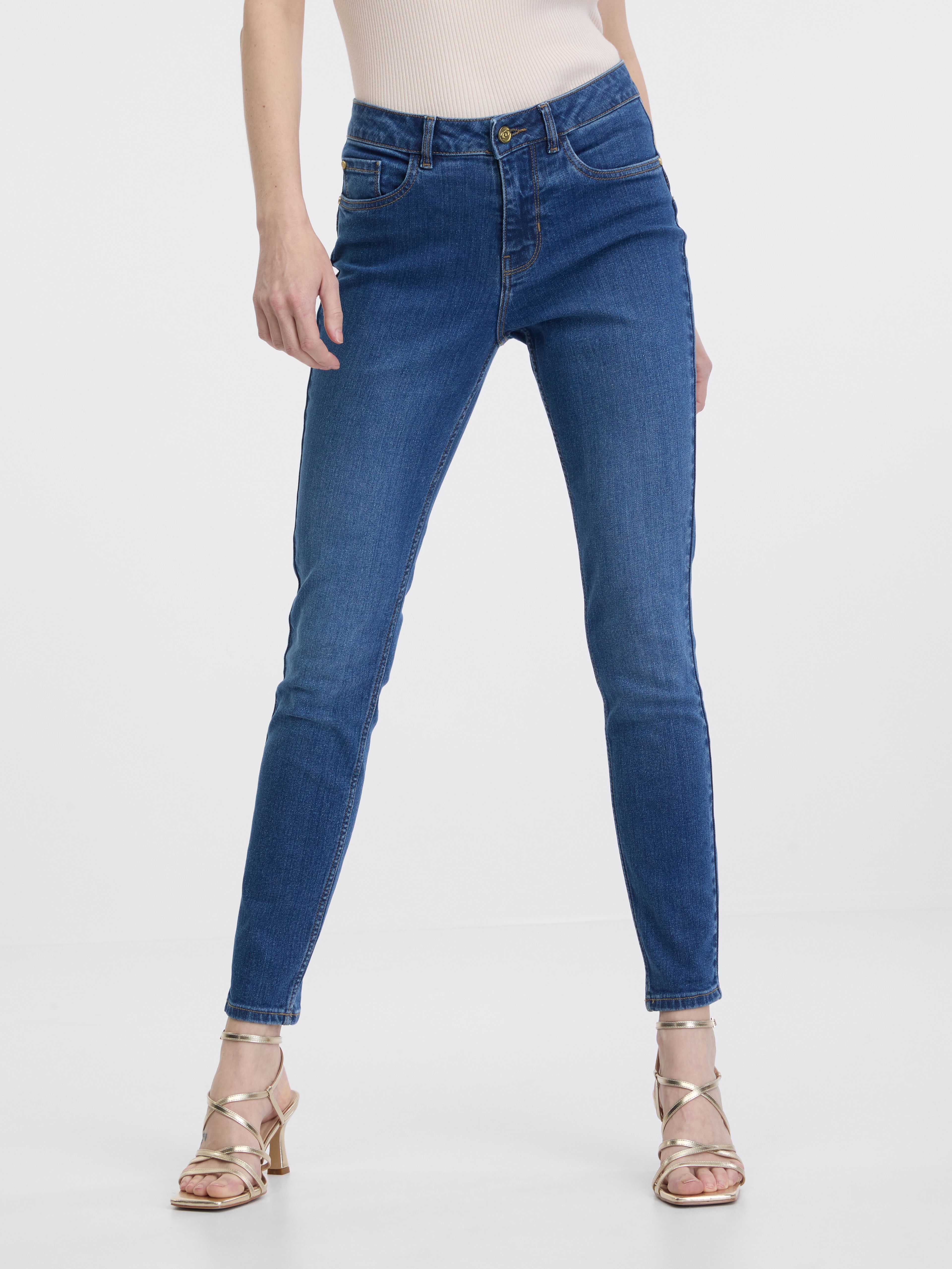 Niebieskie damskie jeansy skinny ORSAY