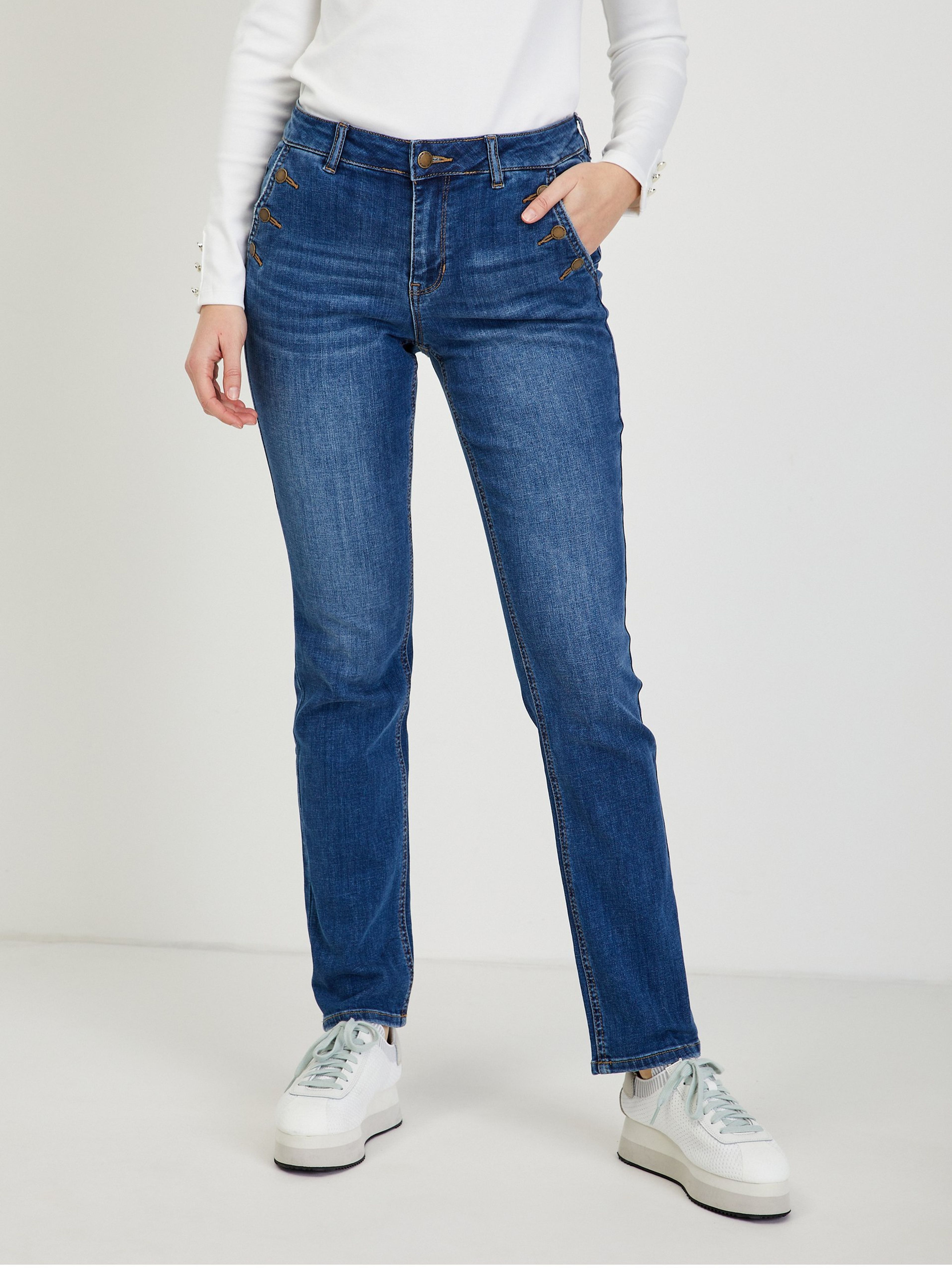 Niebieskie jeansy damskie straight fit ORSAY Miko