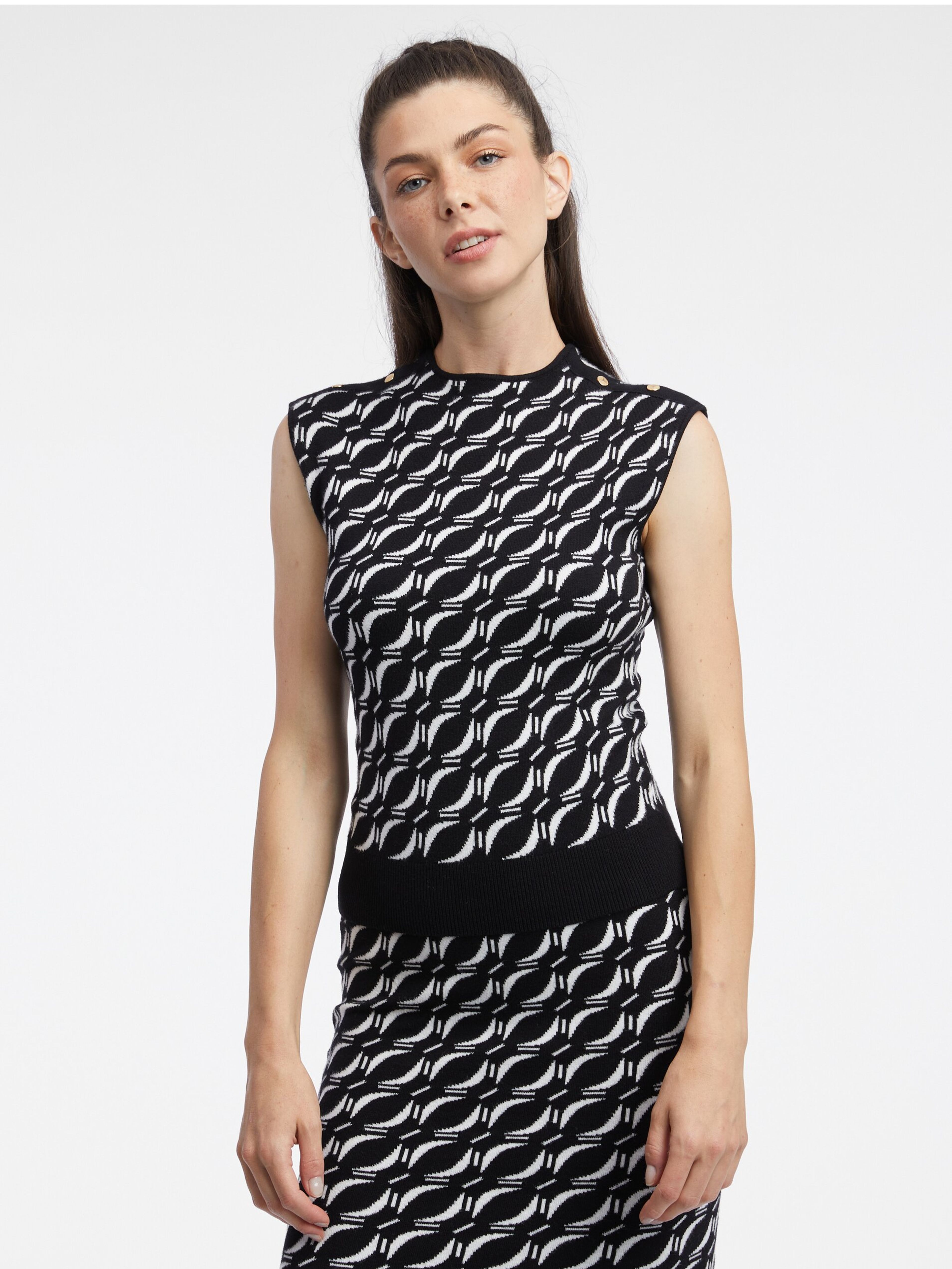 Fustă tricot cu model pentru femei alb și negru ORSAY | Orsay.ro ...