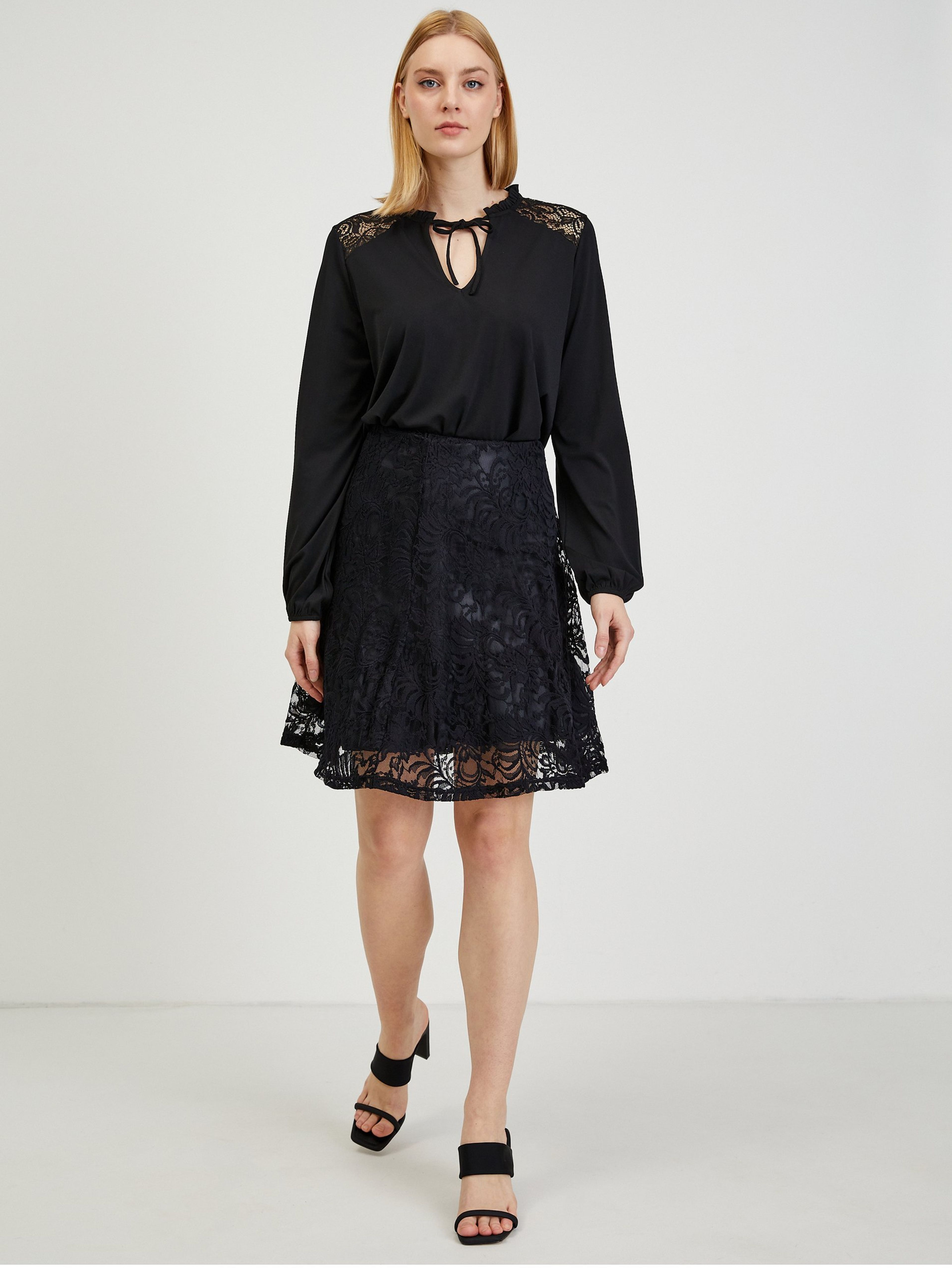 Čierna dámska čipkovaná sukňa ORSAY