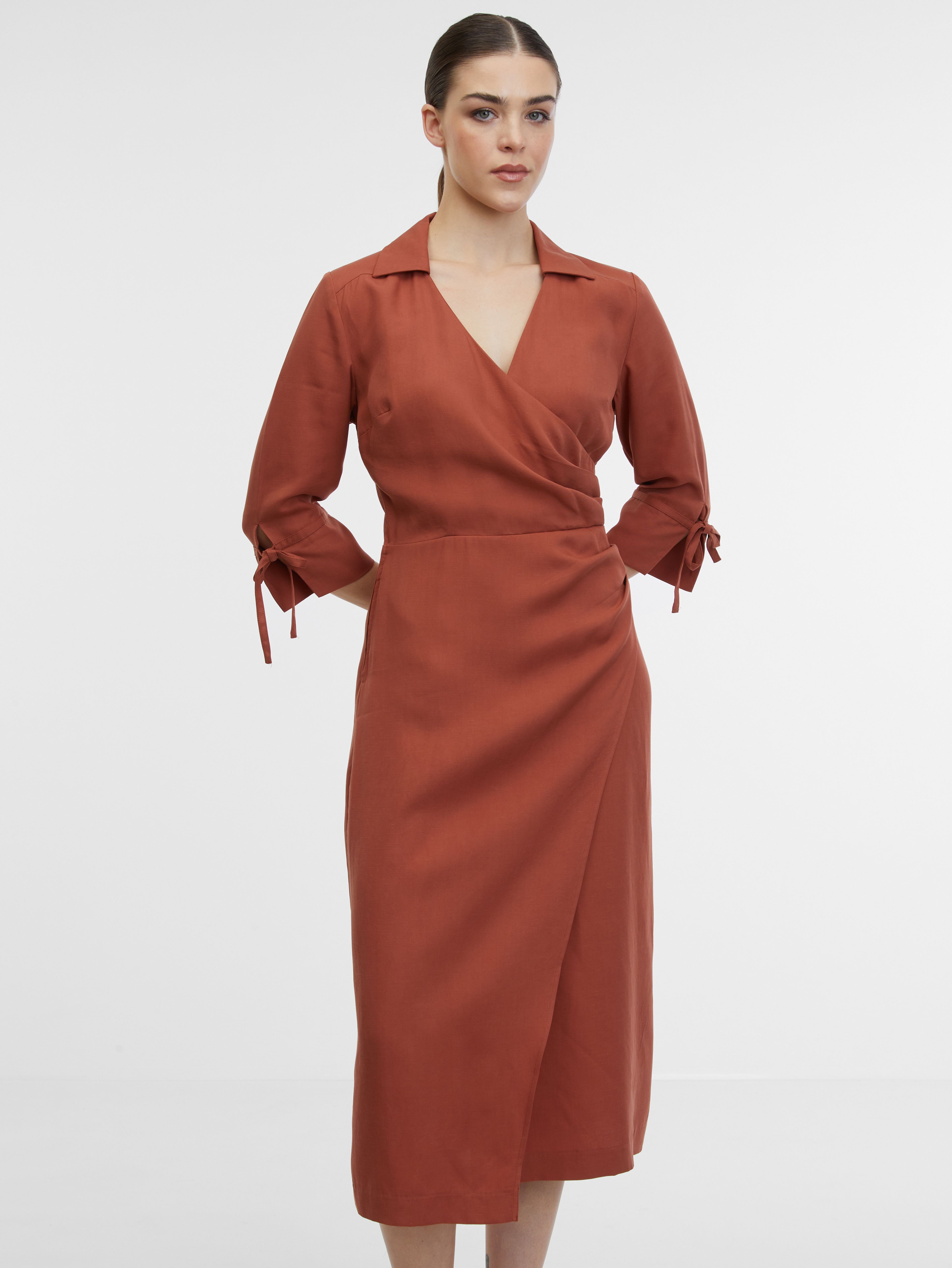 Smeđa ženska preklopna haljina ORSAY