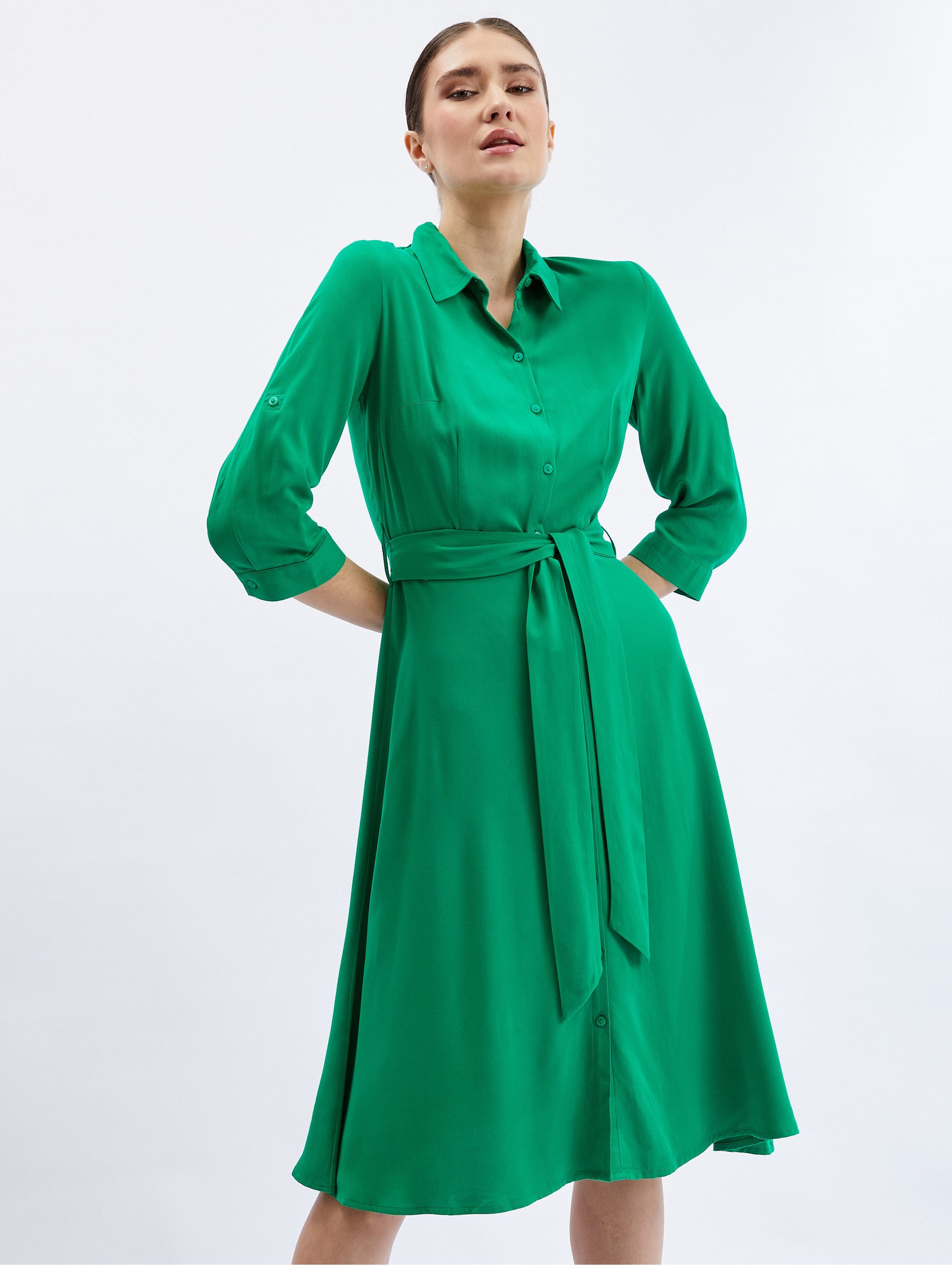 Zielona damska sukienka koszulowa ORSAY