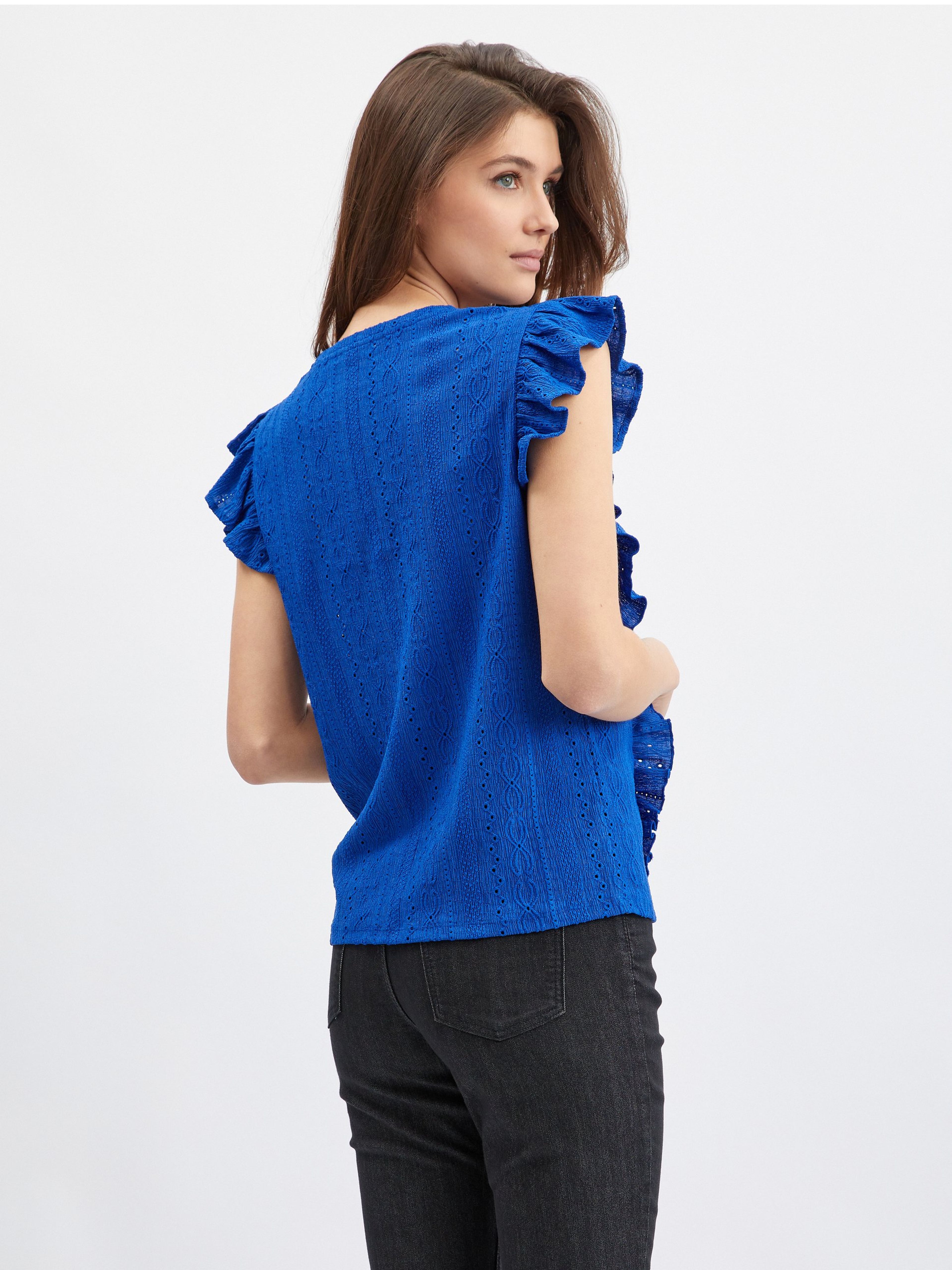 blaues-damenshirt-mit-r-sche-orsay-orsay-at-der-offizielle-e-shop