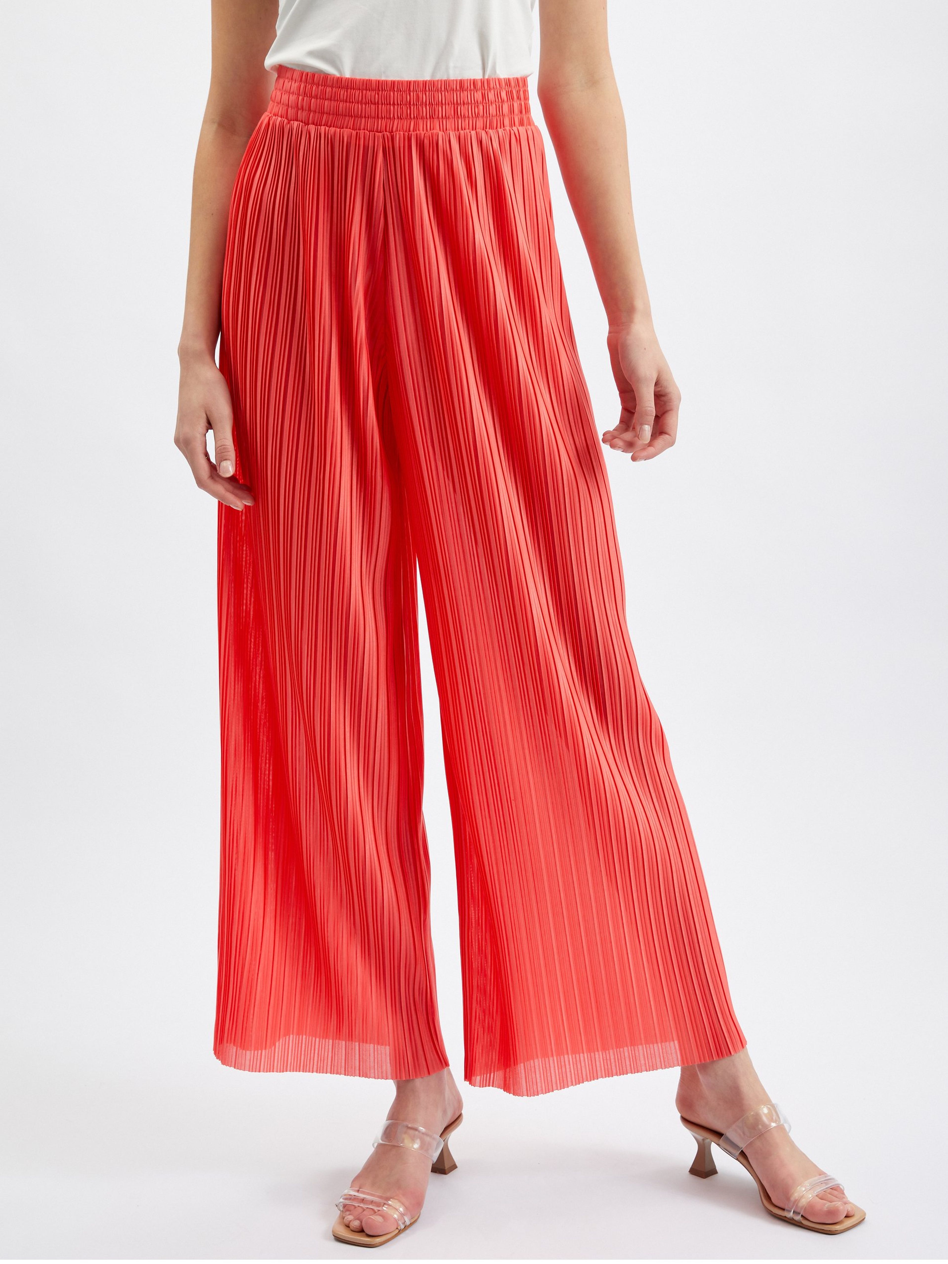 Červené dámské široké kalhoty ORSAY