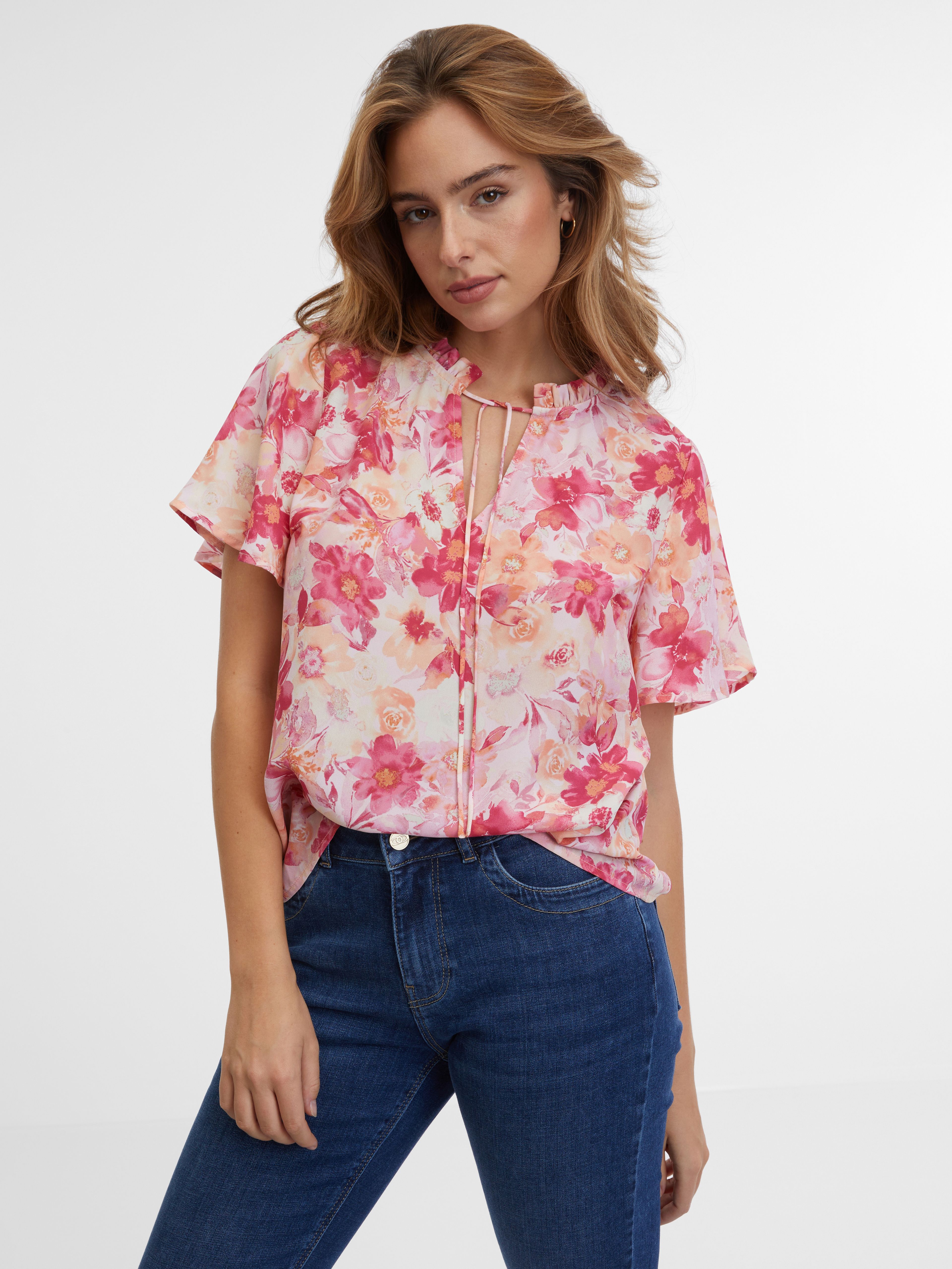 Rosa Bluse mit Blumenmuster ORSAY