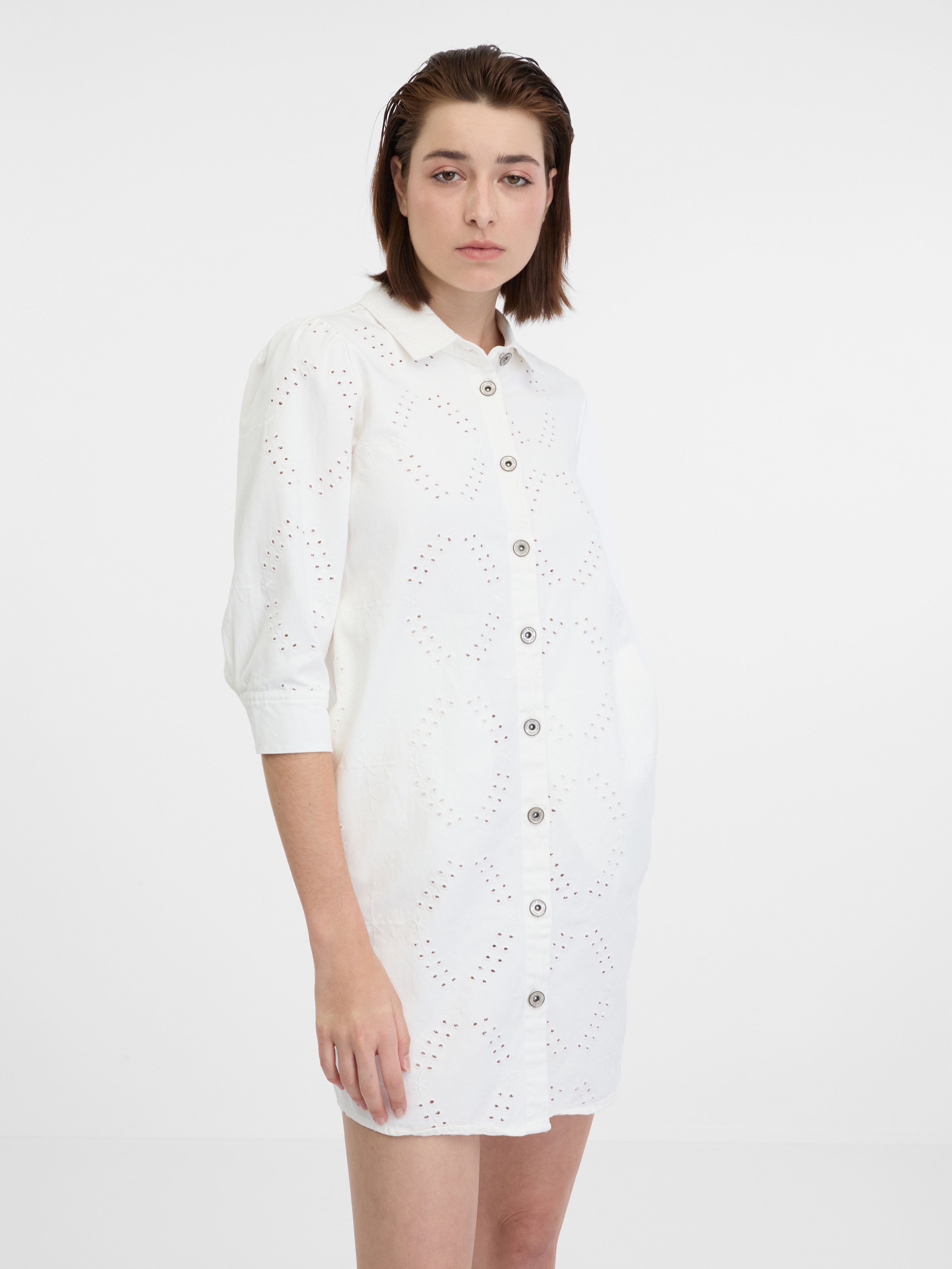 Bílé dámské džínové košilové šaty ORSAY