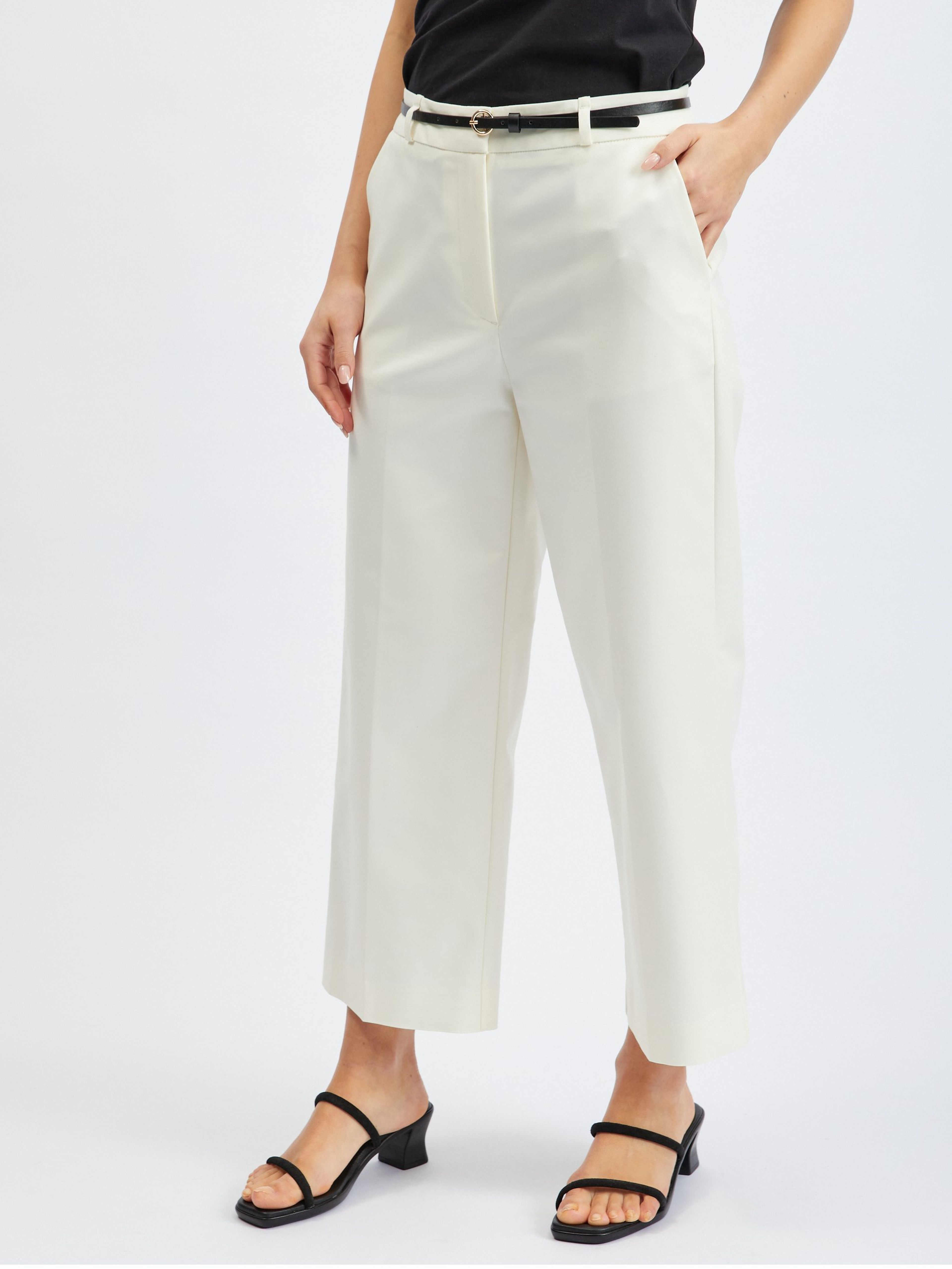 Białe spodnie damskie typu culottes ORSAY