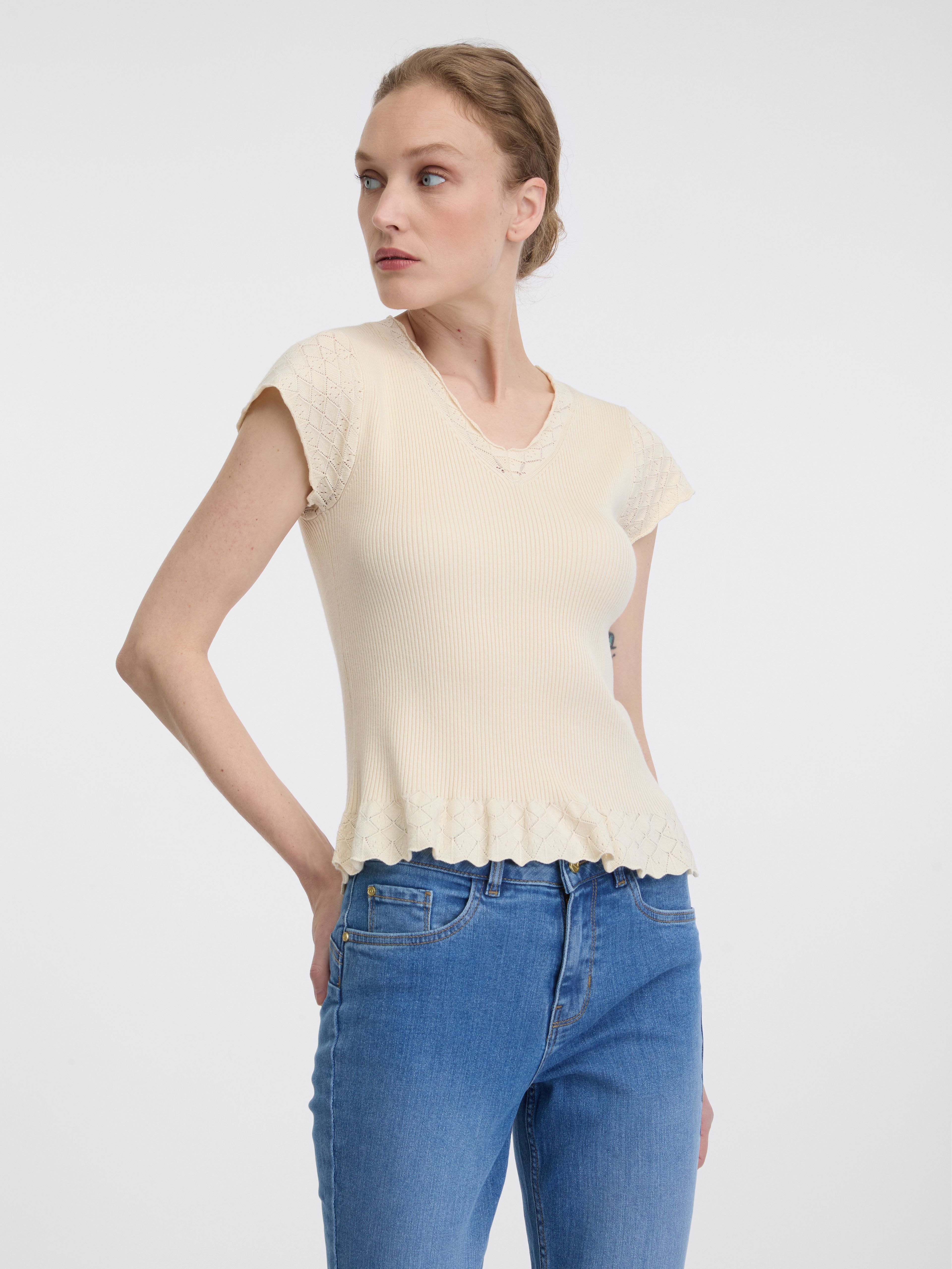 Béžové dámské tričko s krátkým rukávem ORSAY