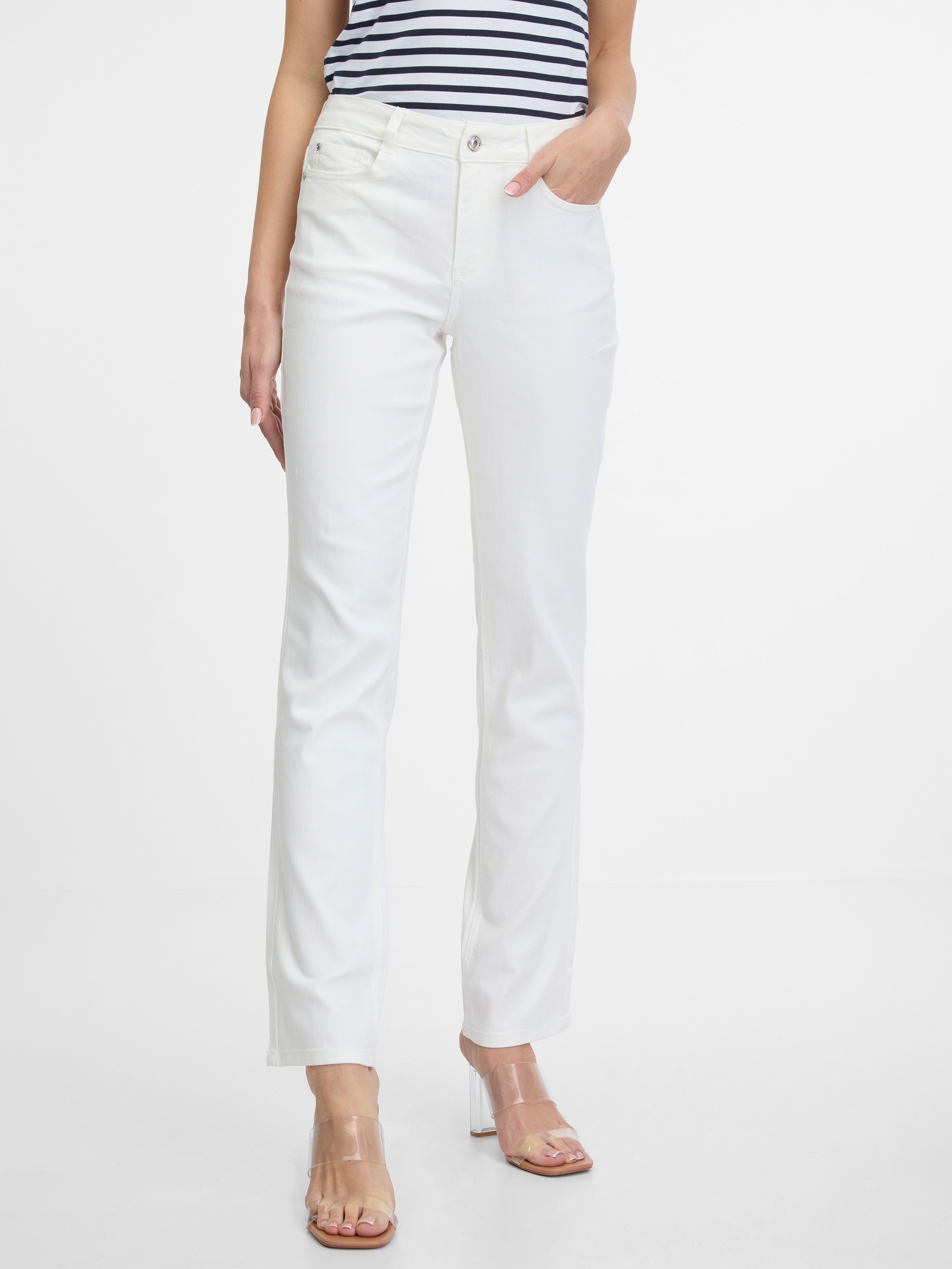 Biele dámske džínsy rovného strihu ORSAY