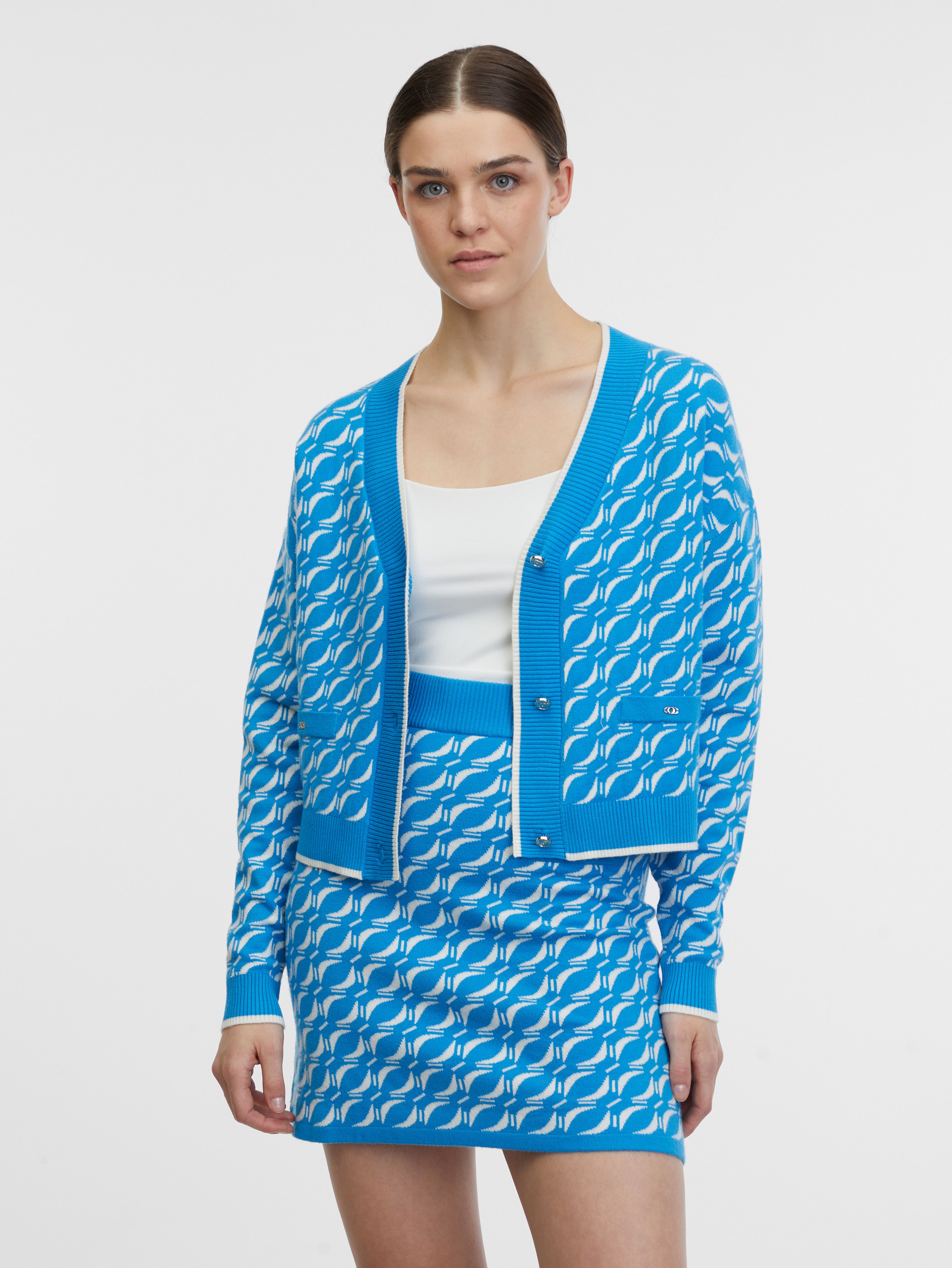 Cardigan tricot cu model albastru pentru femei ORSAY