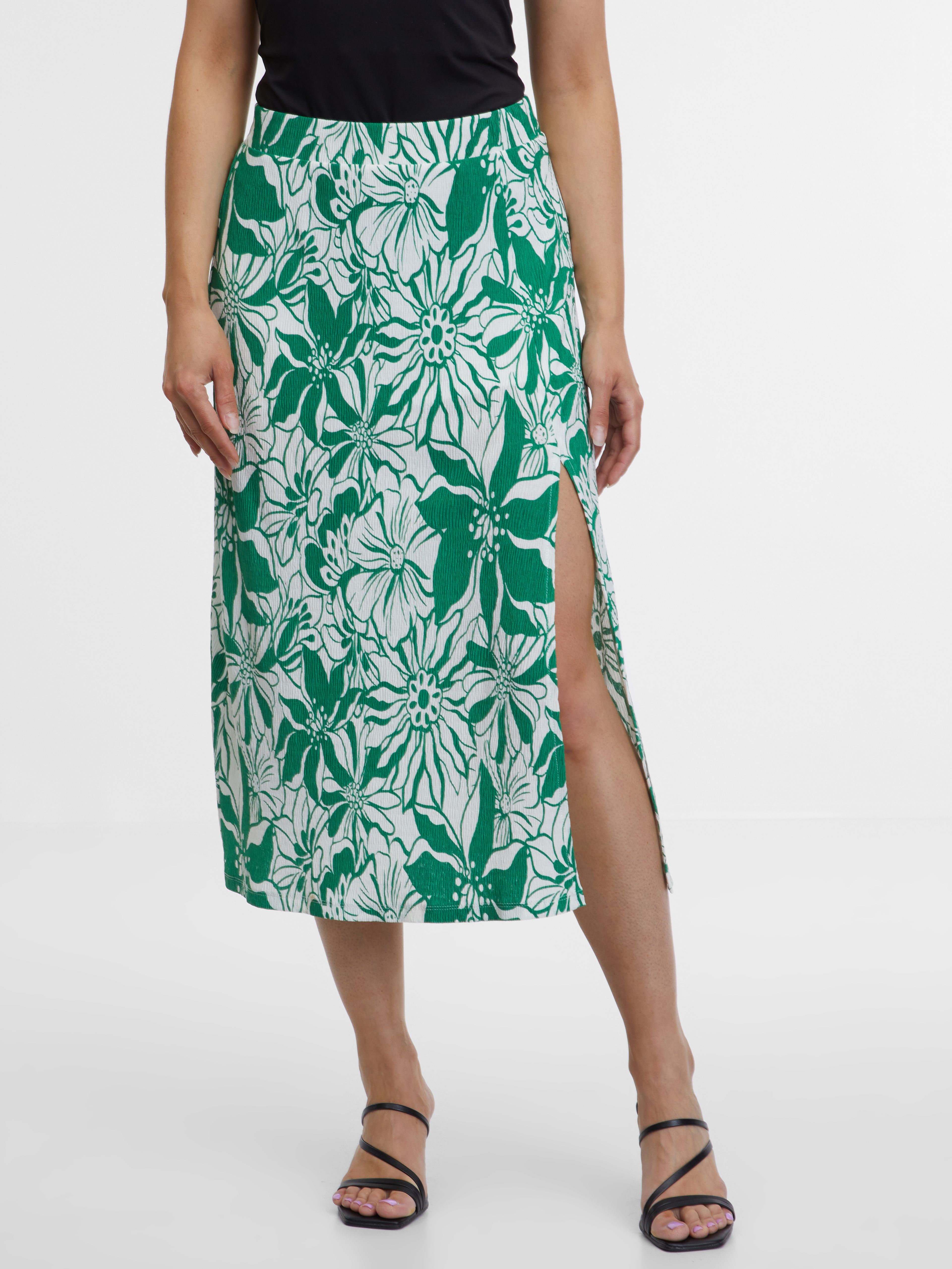 Zelená dámská vzorovaná sukně ORSAY